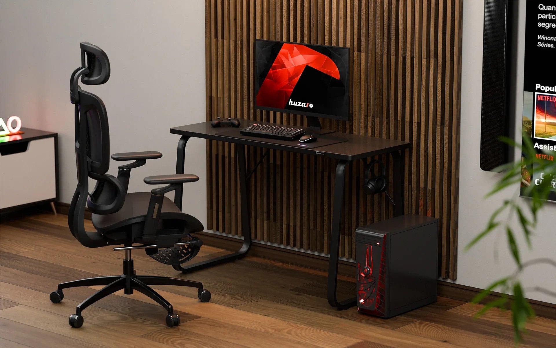 Huzaro Hero 1.5 Schwarzer Gaming-Schreibtisch 120 cm 