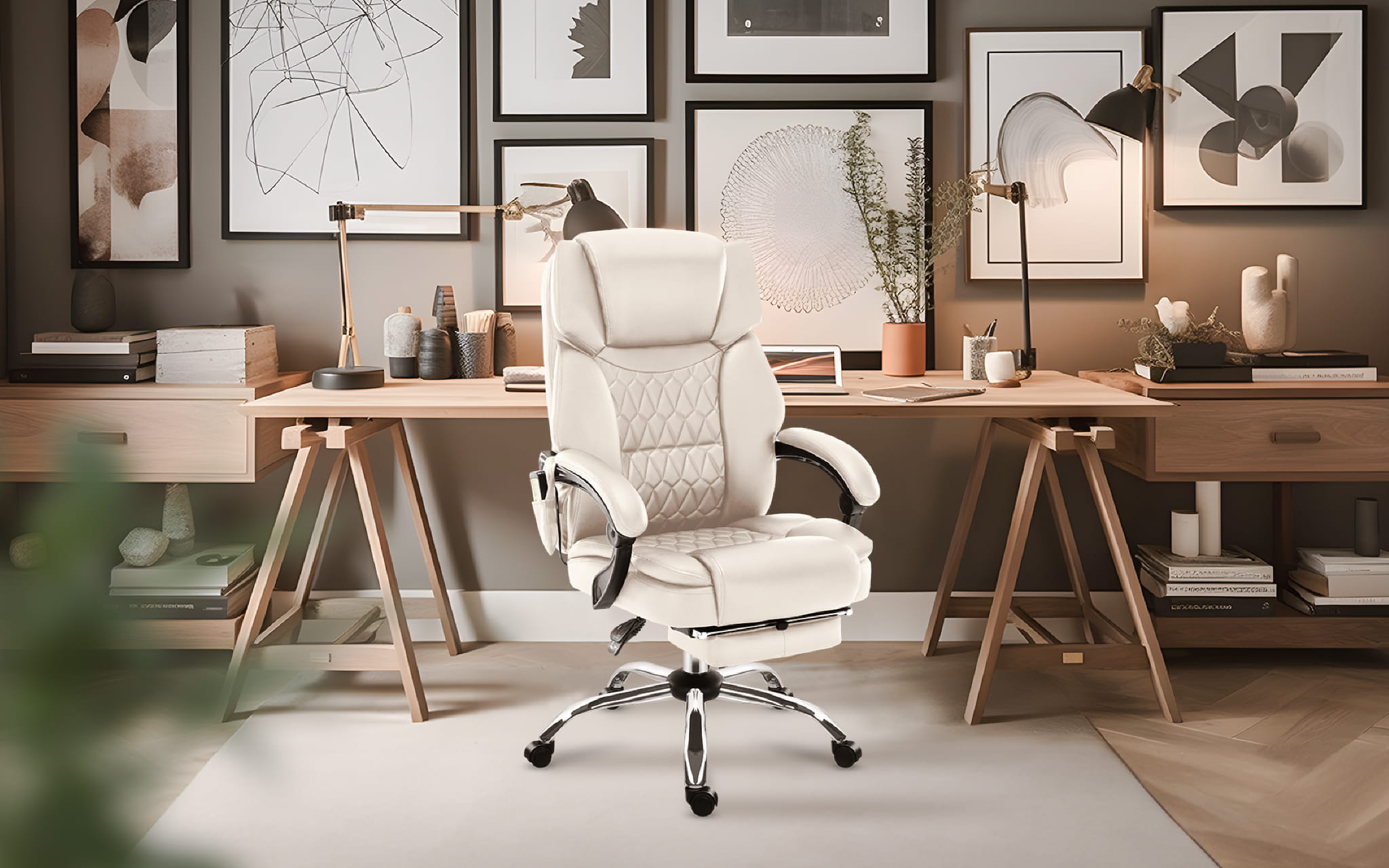 Mark Adler Boss 6.0 Beige Massage-Bürostuhl