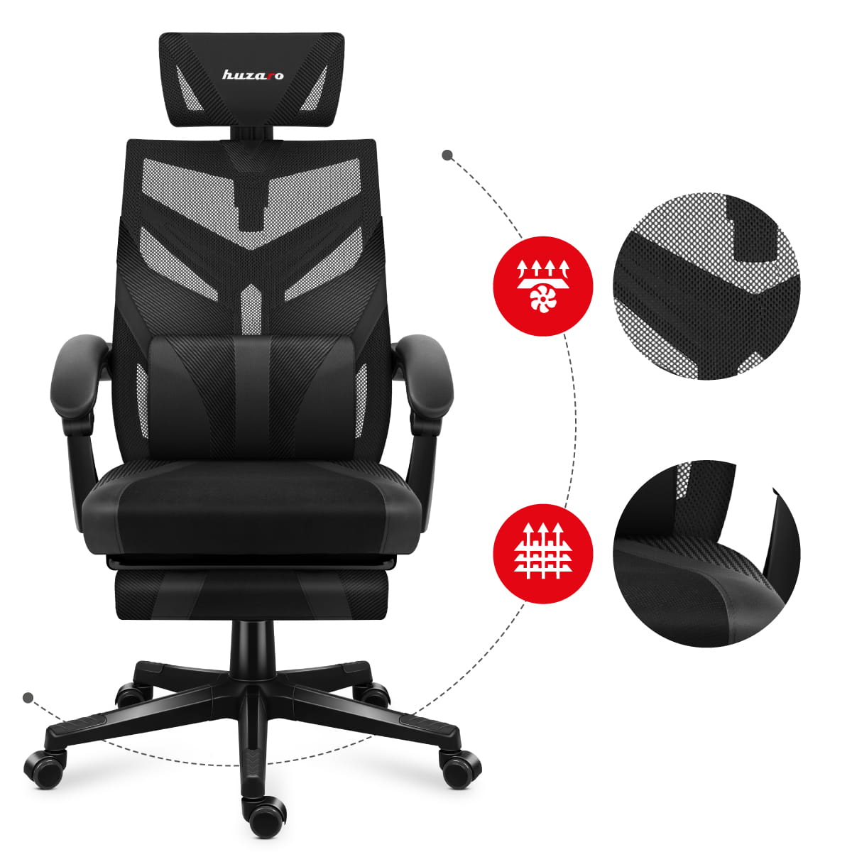 HUZARO COMBAT 5.0 Gaming-Stuhl Schwarz