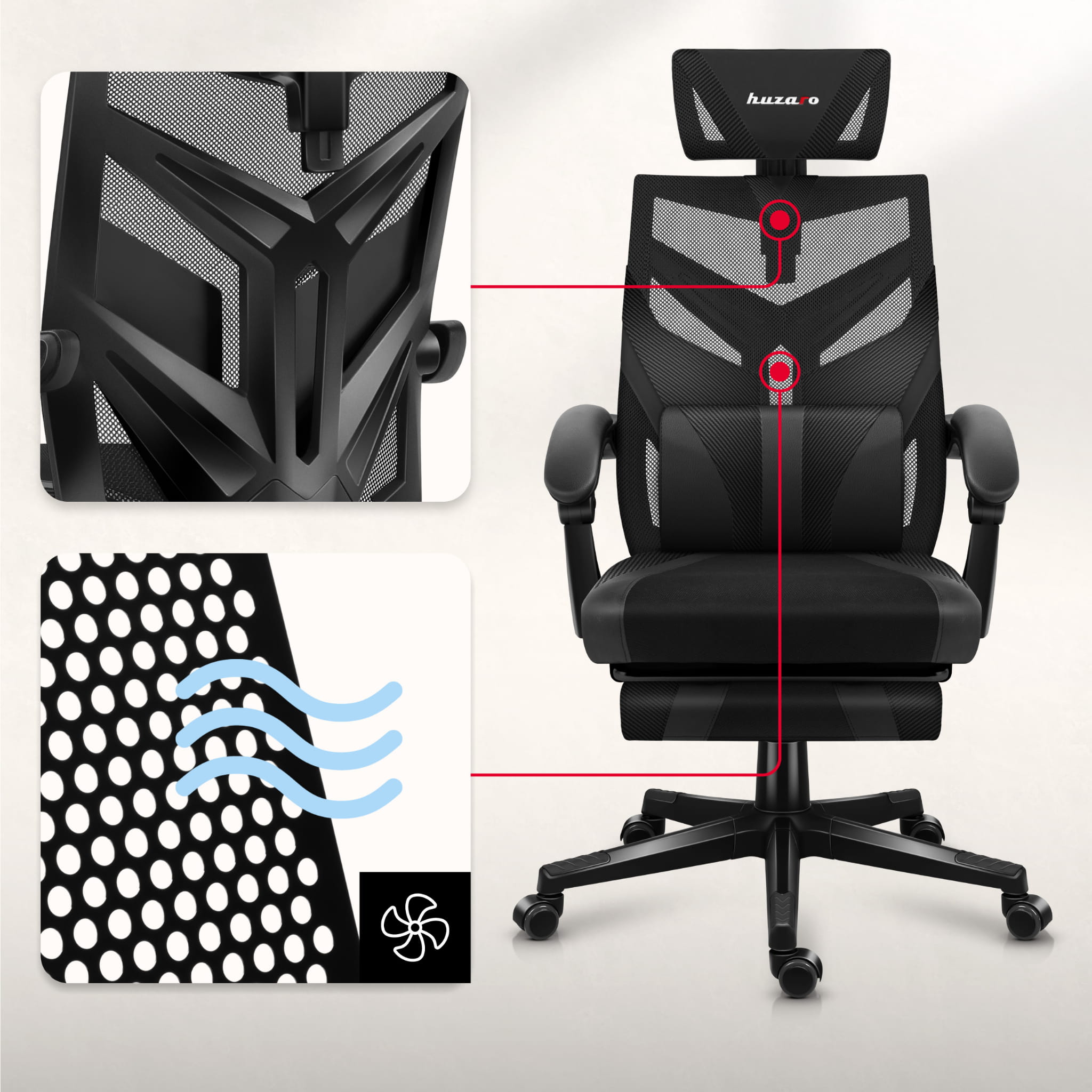 HUZARO COMBAT 5.0 Gaming-Stuhl Schwarz