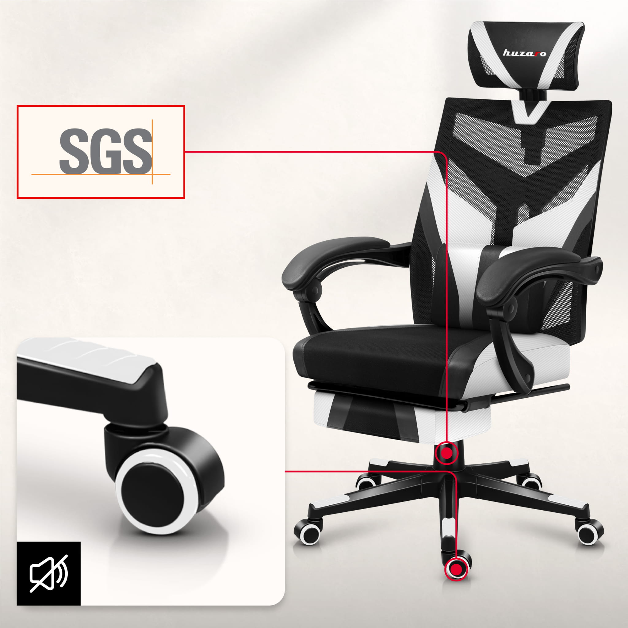 Huzaro Combat 5.0 Gaming-Stuhl Weiß