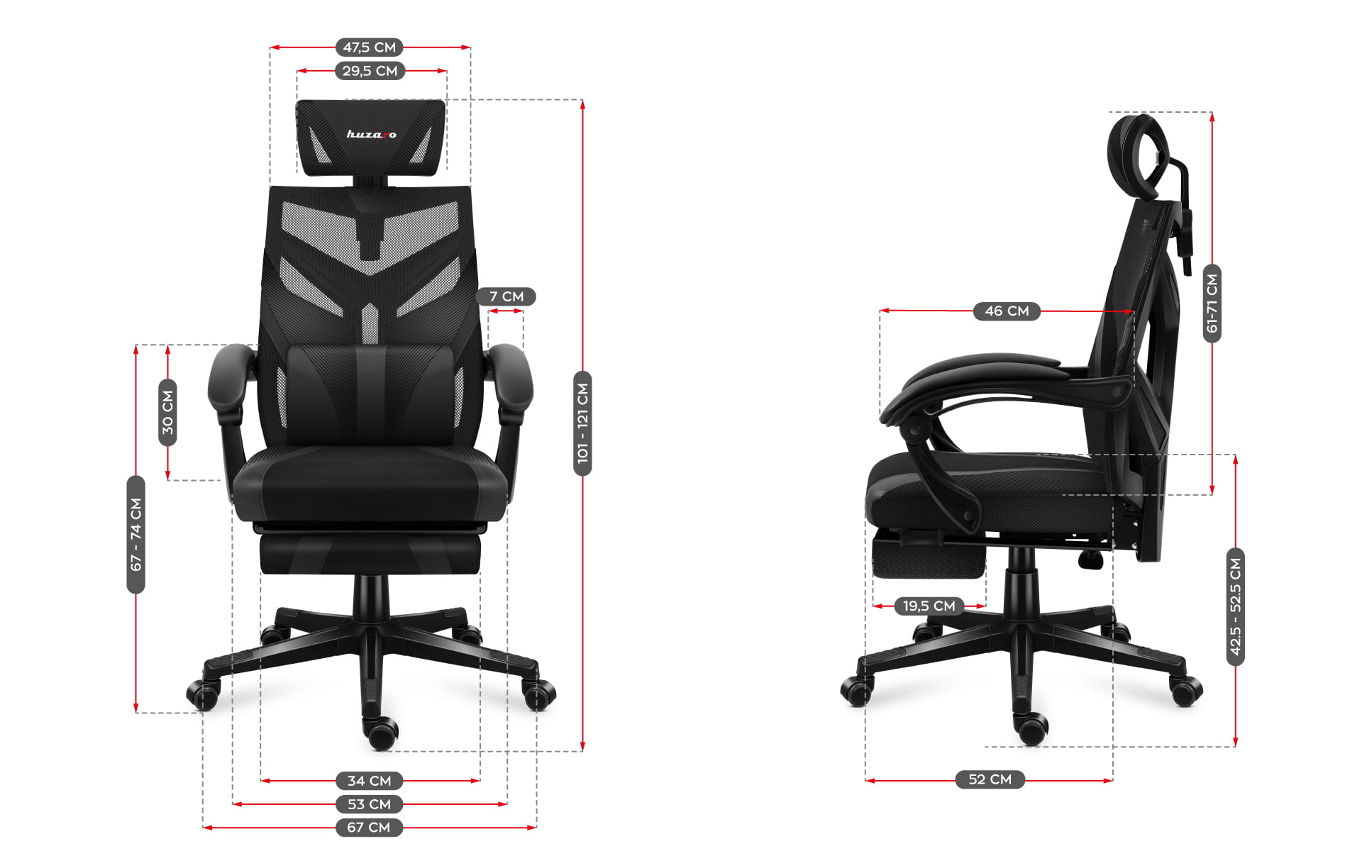 HUZARO COMBAT 5.0 Gaming-Stuhl Schwarz