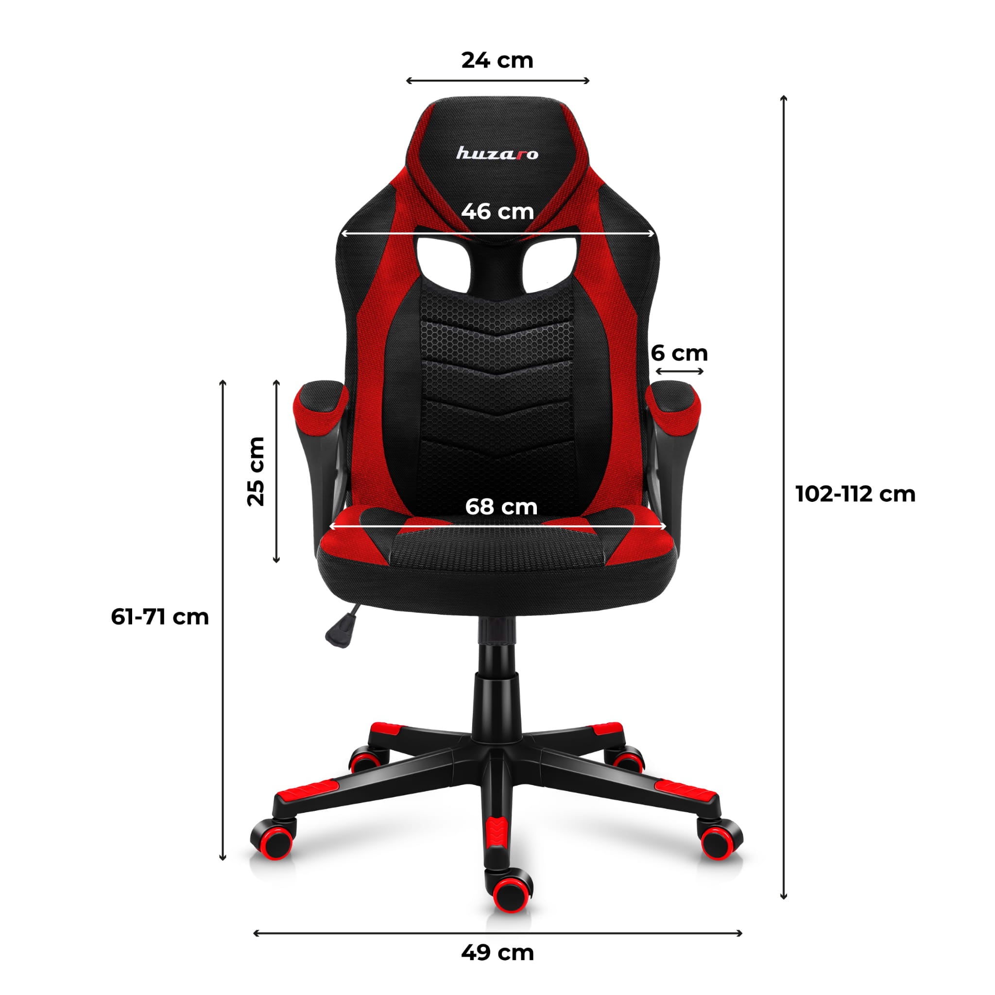 HUZARO FORCE 2.5 Rot Mesh Gaming-Stuhl
