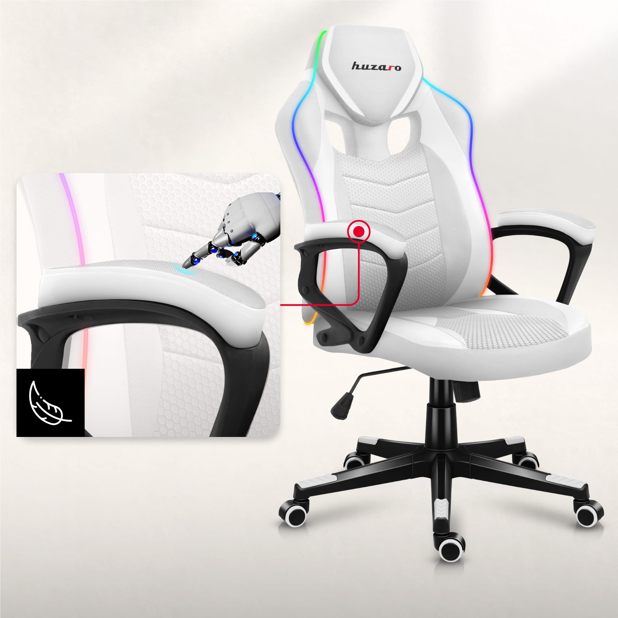 Gaming-Stühle Force 2.5 RGB LED Weiß Mesh