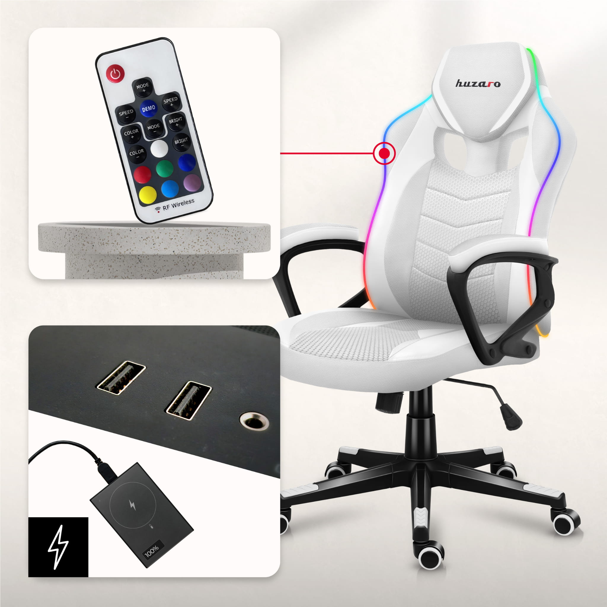 Gaming-Stühle Force 2.5 RGB LED Weiß Mesh