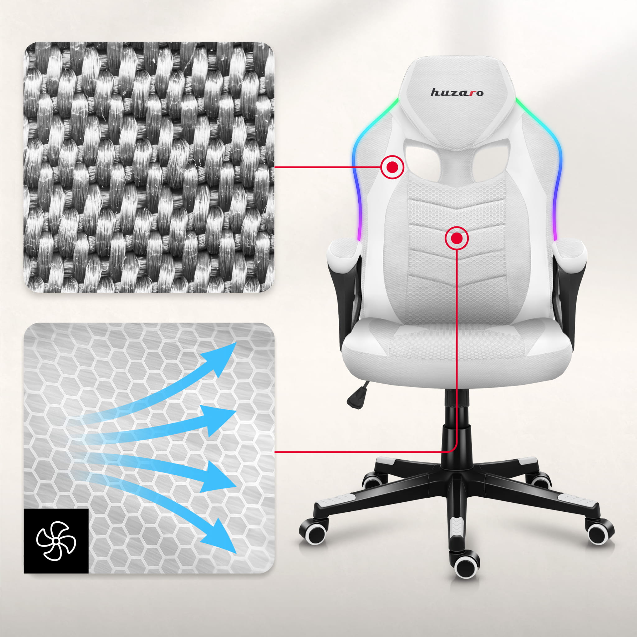 Gaming-Stühle Force 2.5 RGB LED Weiß Mesh