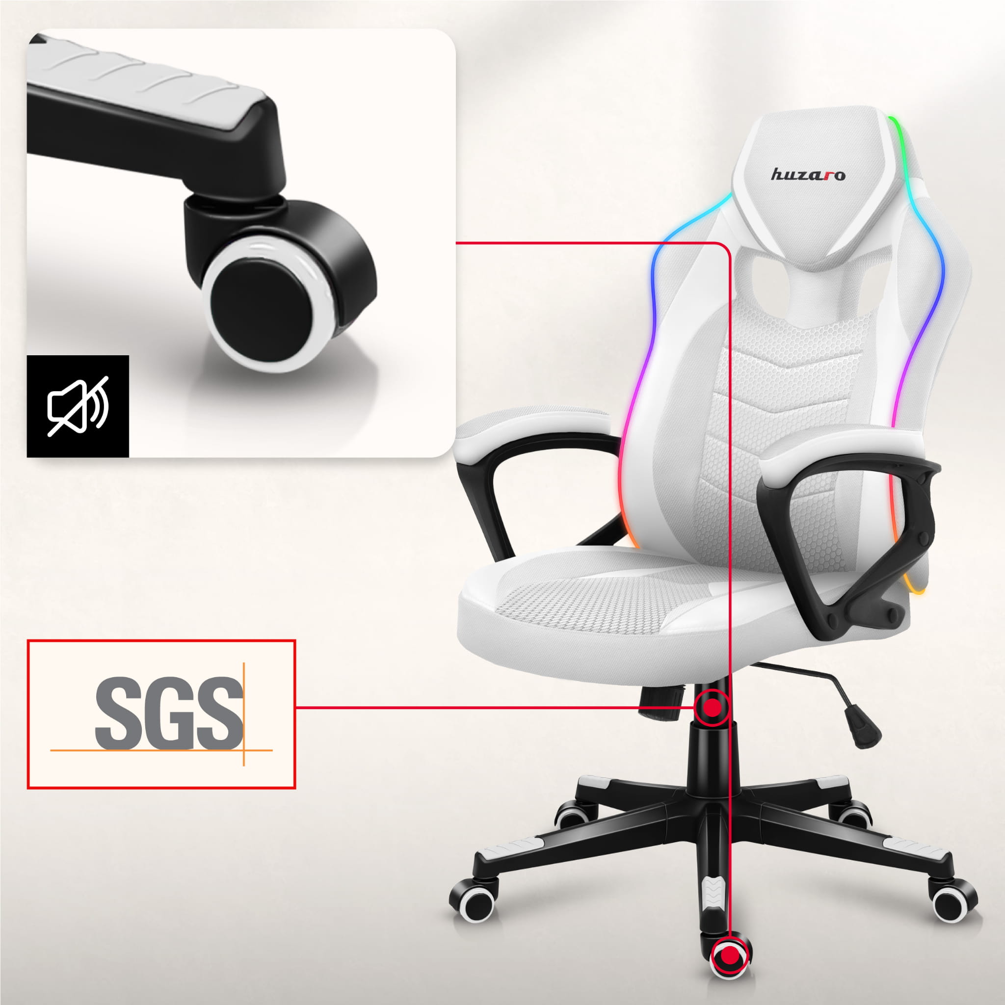 Gaming-Stühle Force 2.5 RGB LED Weiß Mesh