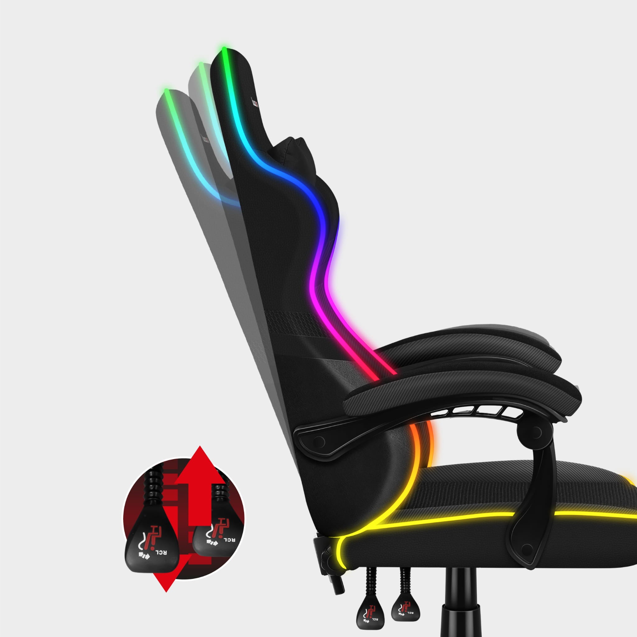 HUZARO FORCE 4.4 RGB LED Schwarz Mesh Gaming-Stuhl