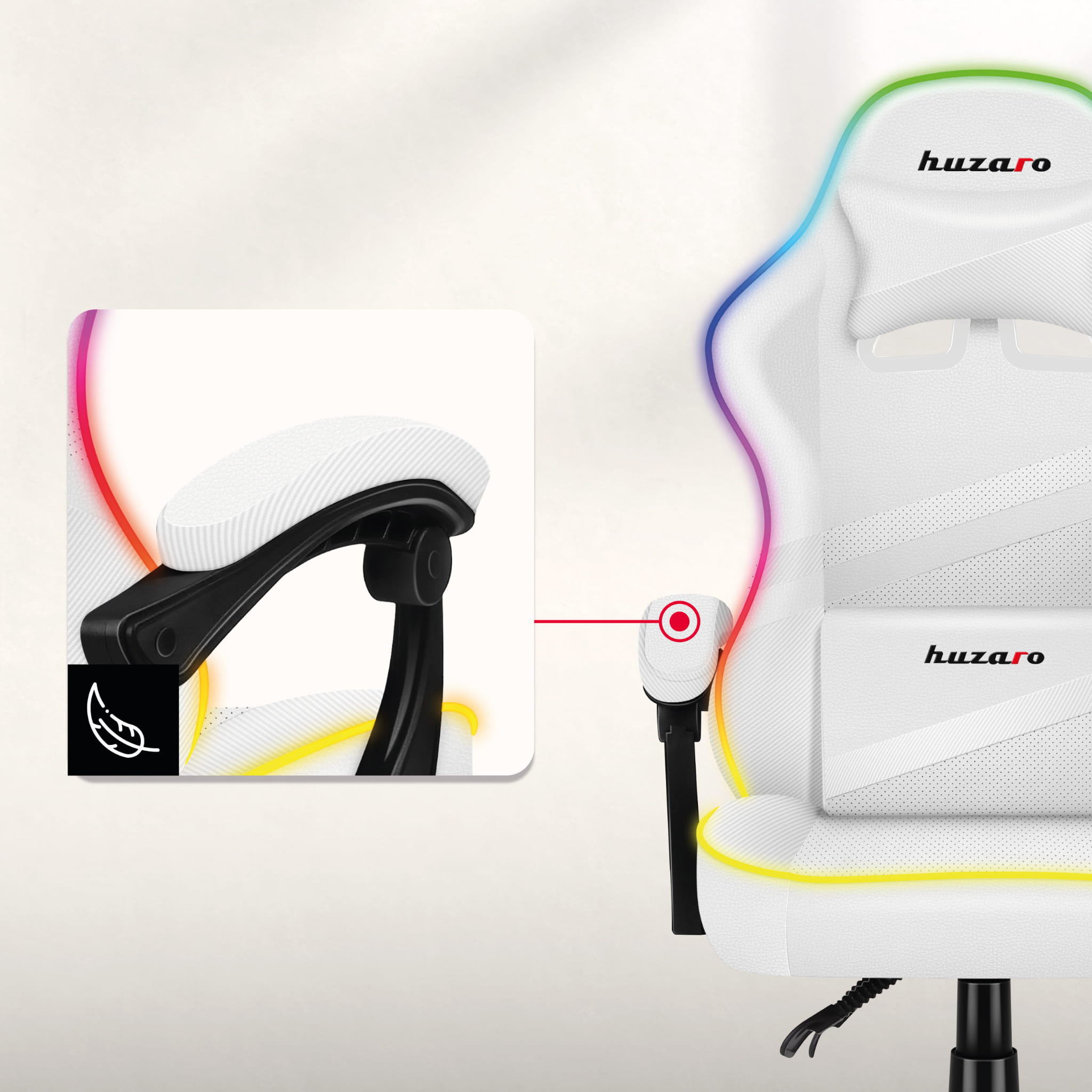 HUZARO FORCE 4.4 RGB LED Weiß Gaming-Stuhl