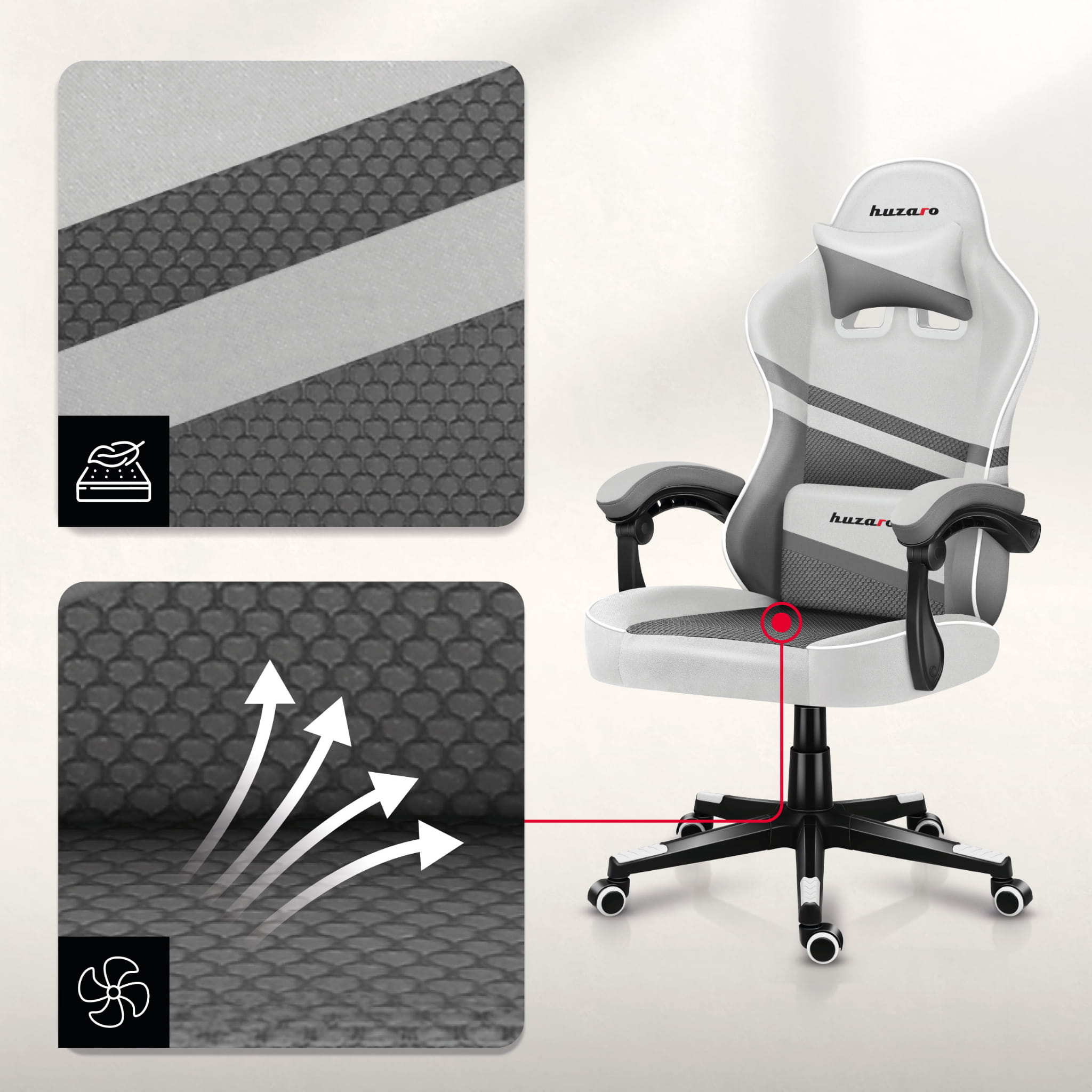 HUZARO FORCE 4.4 Weiß Mesh Gaming-Stuhl