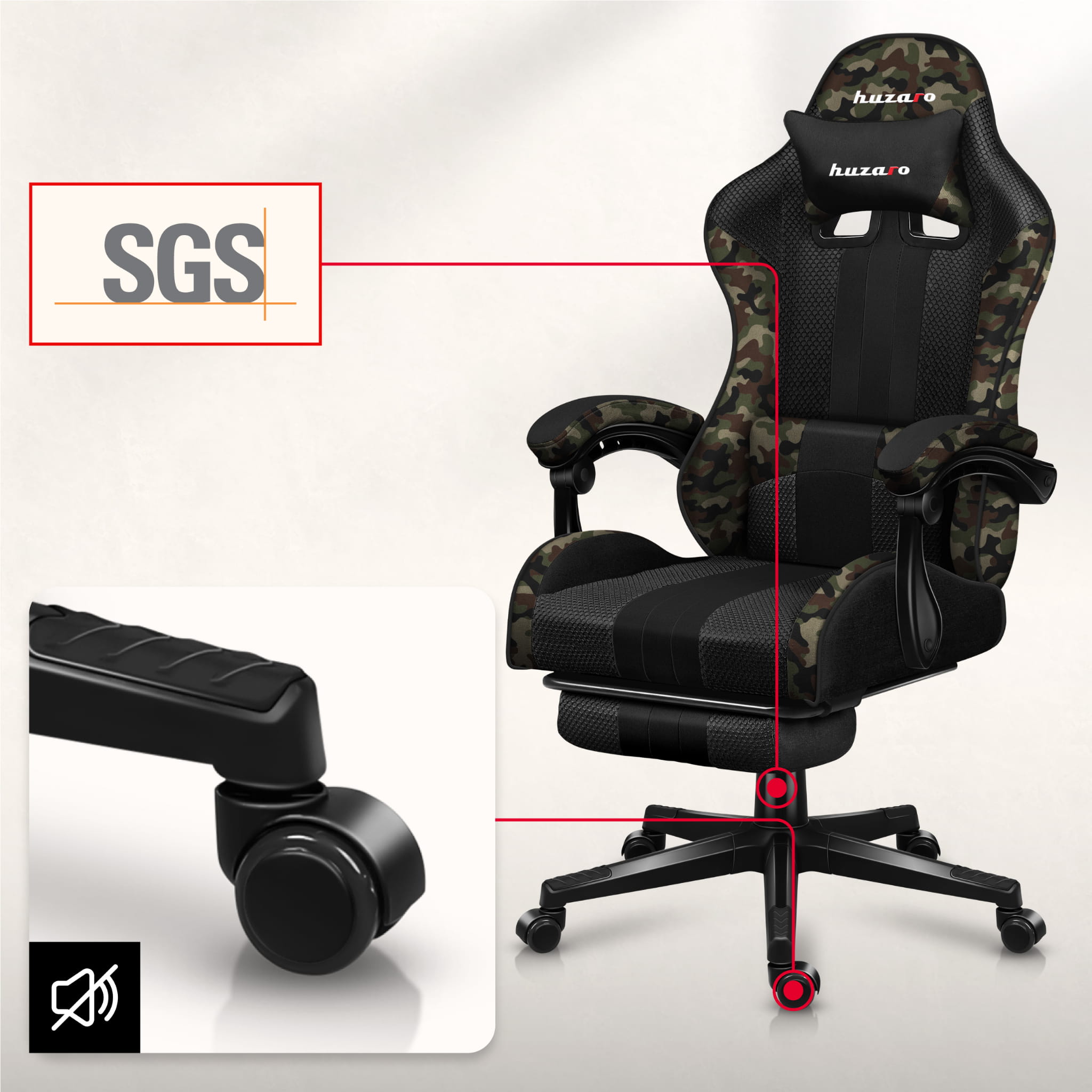 Huzaro Force 4.7 Camo Mesh Gaming-Stuhl