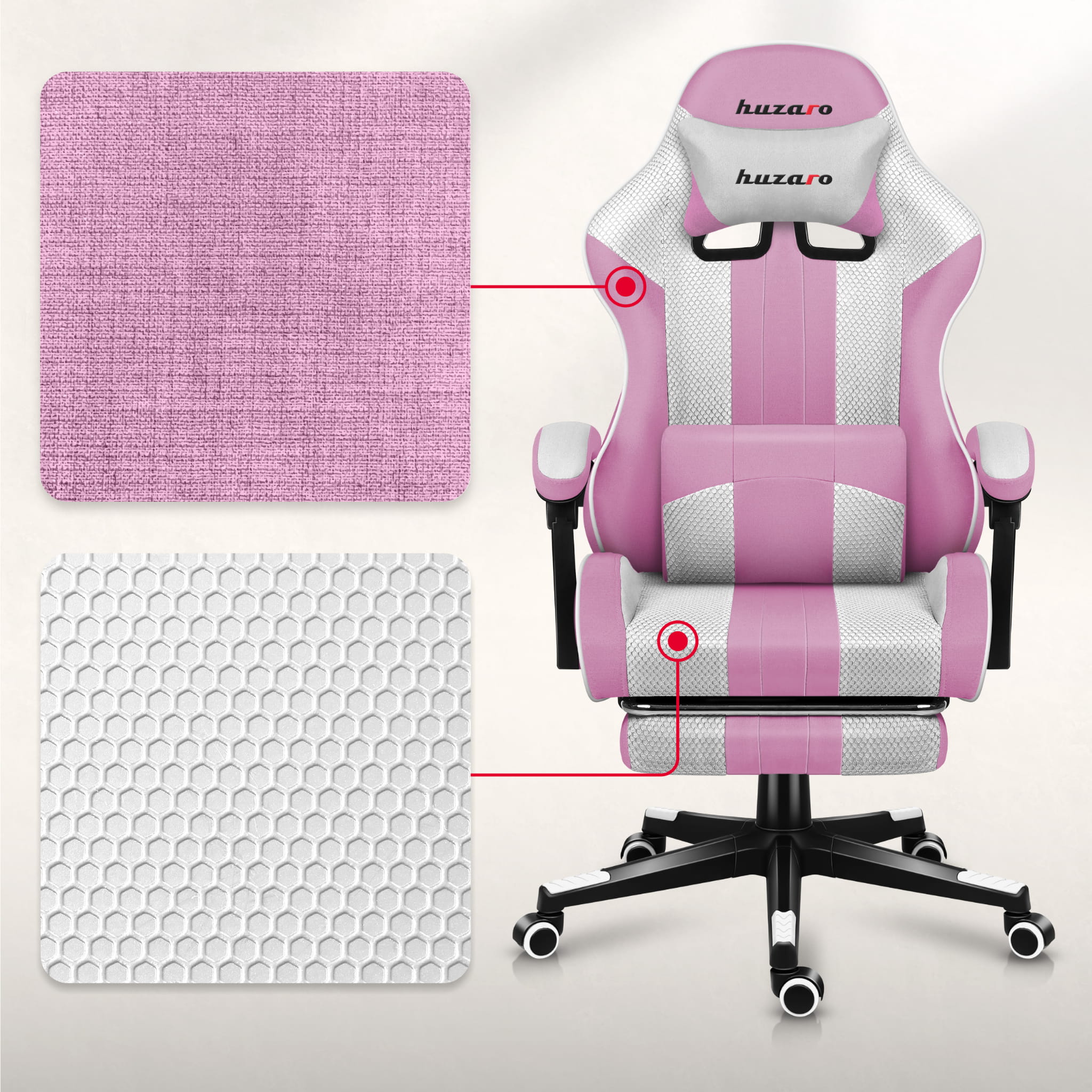 Huzaro Force 4.7 Pink Mesh Gaming-Stuhl