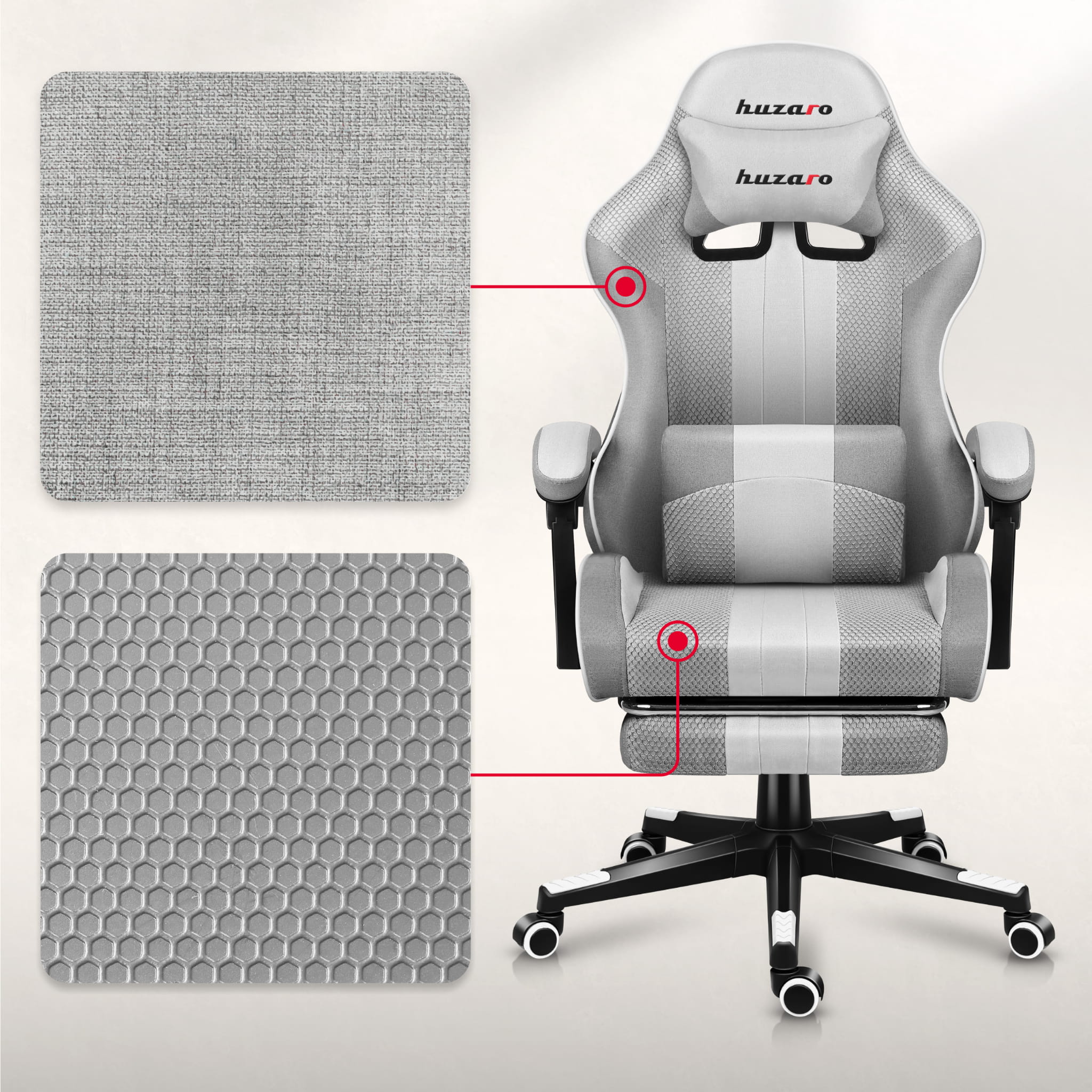 HUZARO Force 4.7 Weiß Mesh Gaming-Stuhl