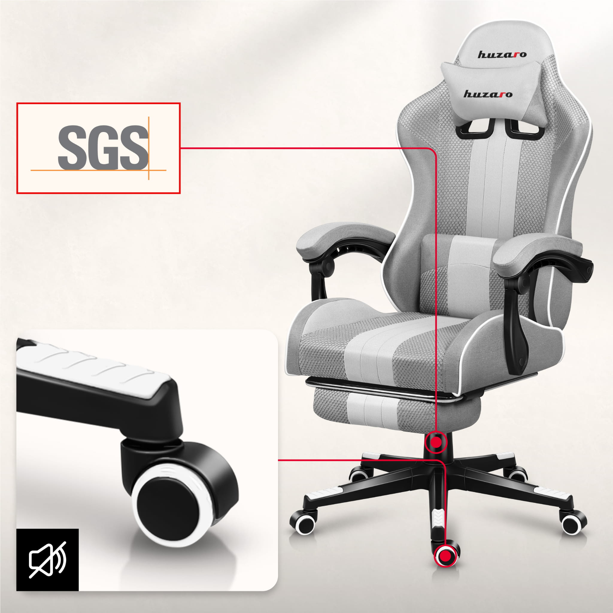 HUZARO Force 4.7 Weiß Mesh Gaming-Stuhl