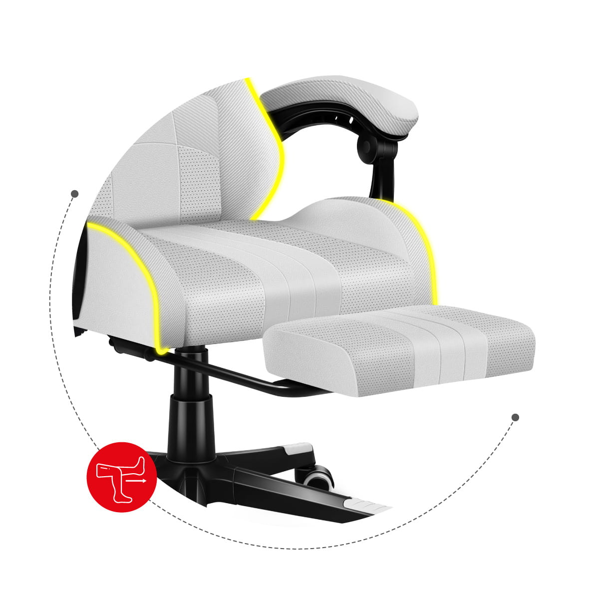 HUZARO Force 4.7 Weißer RGB-Gaming-Stuhl 