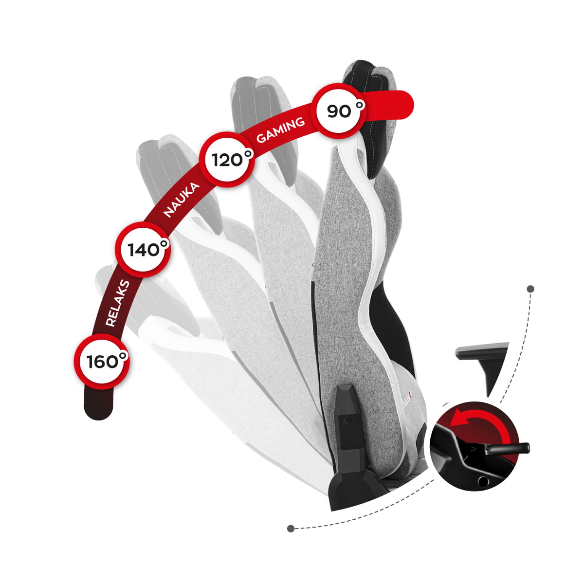 HUZARO FORCE 7.9 Grau Mesh Gaming-Stuhl