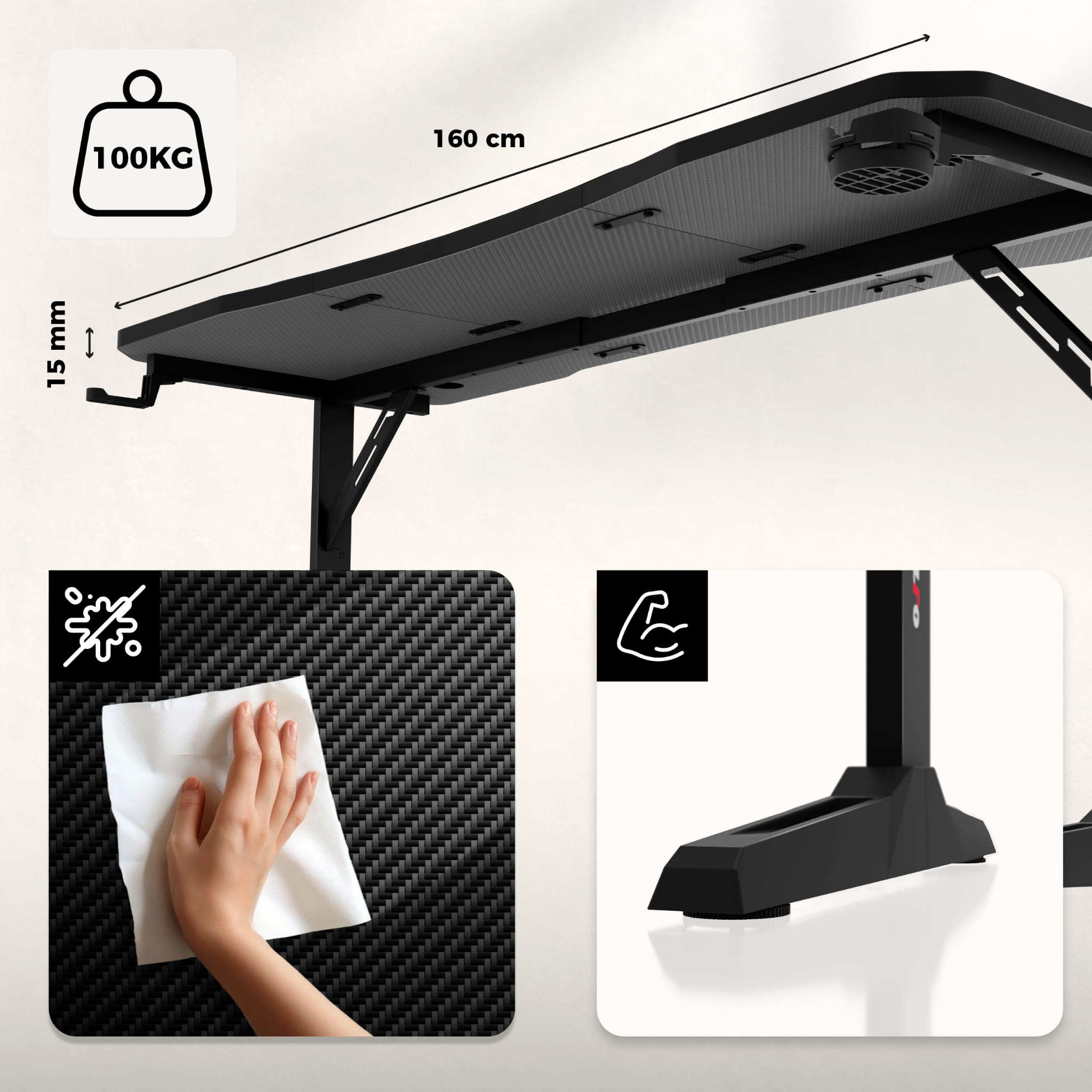 Huzaro Hero 4.7 Gaming-Schreibtisch Schwarz