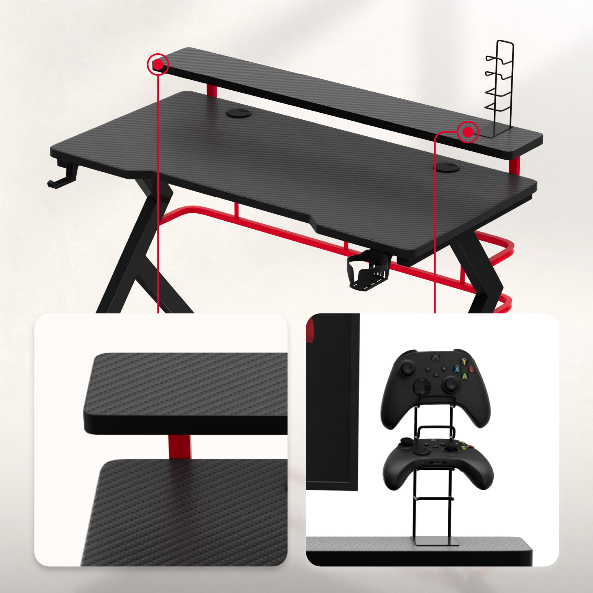 Huzaro Hero 5.0 Rot Gaming-Schreibtisch