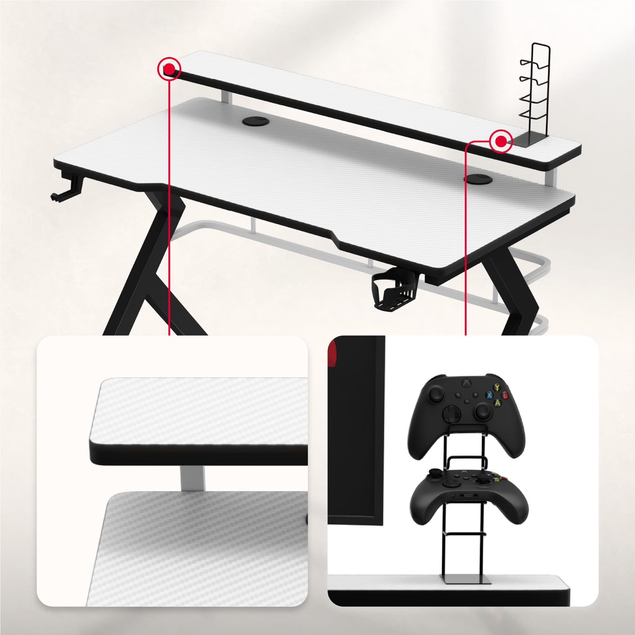 Huzaro Hero 5.0 Weiß Gaming-Schreibtisch