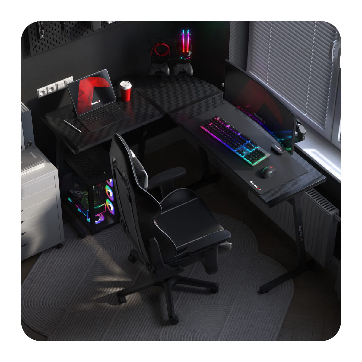Huzaro Hero 6.0 Eck-Gaming-Schreibtisch schwarz