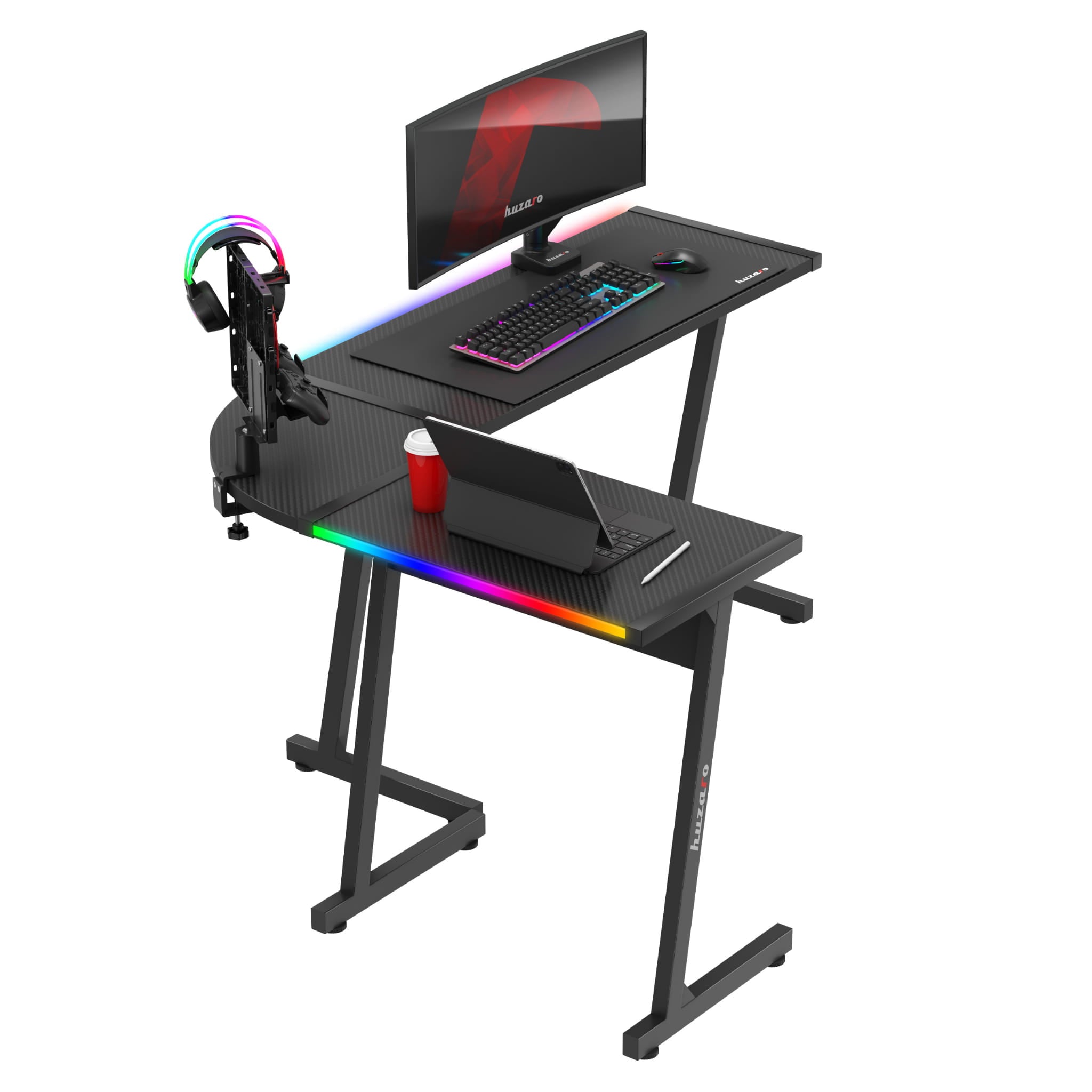 Huzaro Hero 6.0 RGB schwarz Eck-Gaming-Tisch