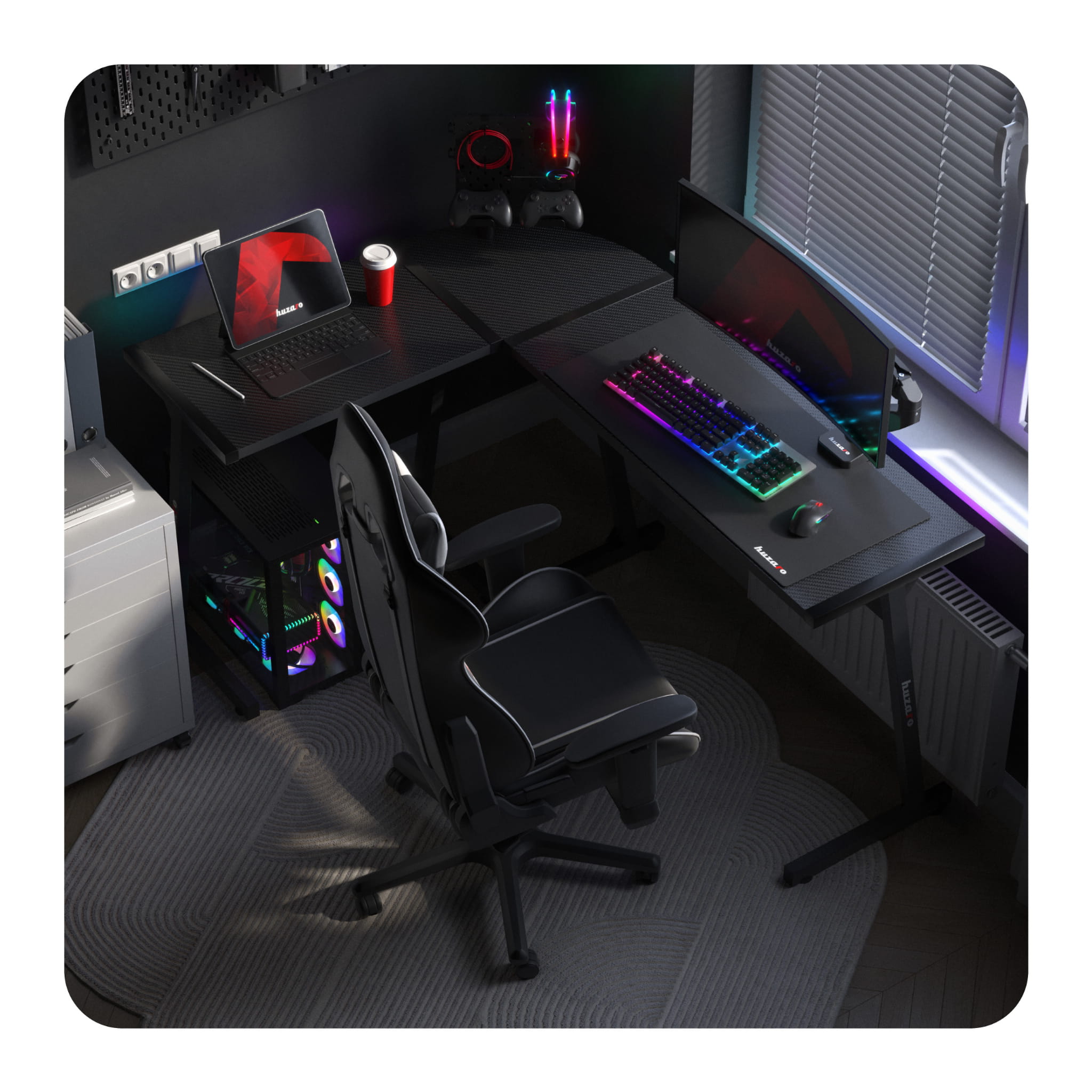 Huzaro Hero 6.0 RGB schwarz Eck-Gaming-Tisch