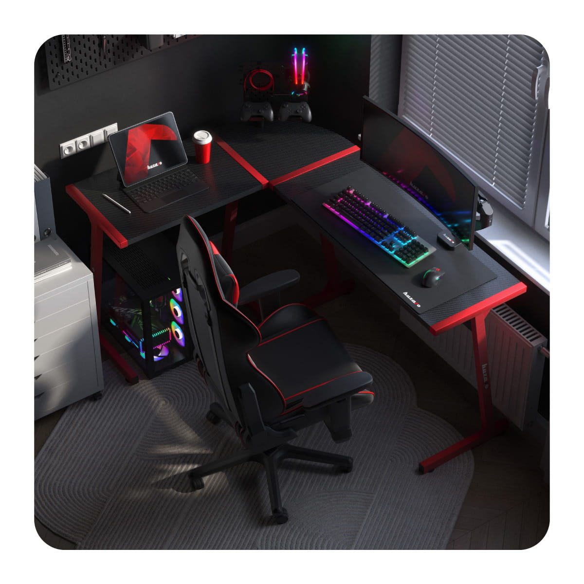 Huzaro Hero 6.0 Roter Gaming-Schreibtisch