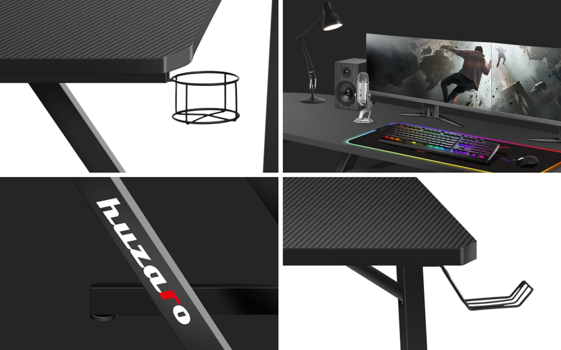 Huzaro Hero 7.0 Eck-Gaming-Schreibtisch schwarz