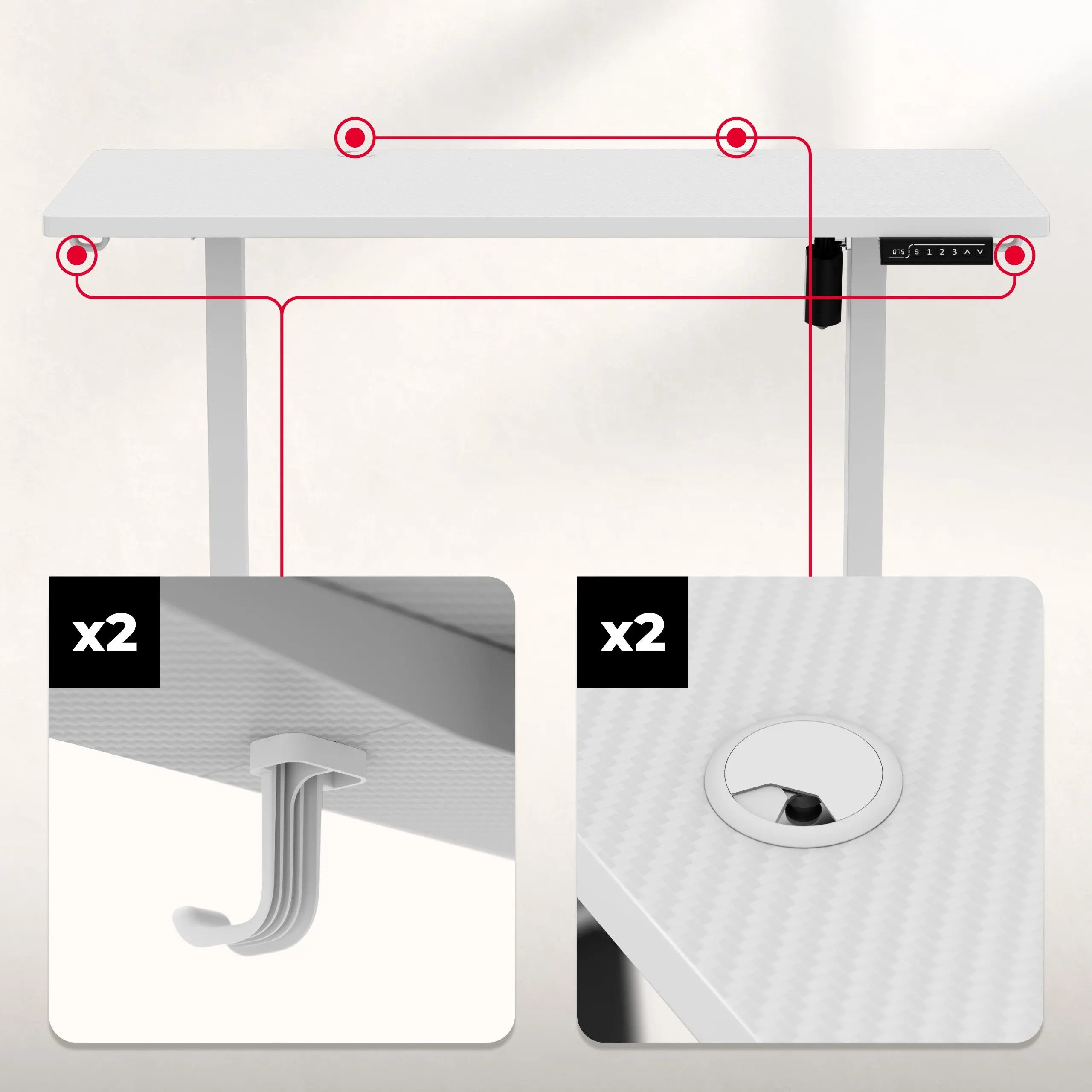 Huzaro Hero 8.1 Höhenverstellbarer Schreibtisch Weiß