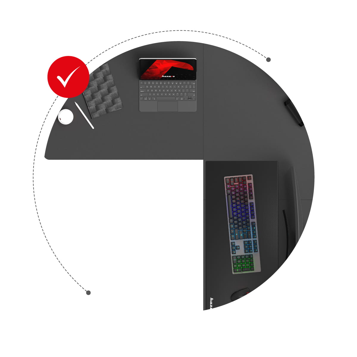 Huzaro Hero 9.5 elektrischer Eckschreibtisch schwarz