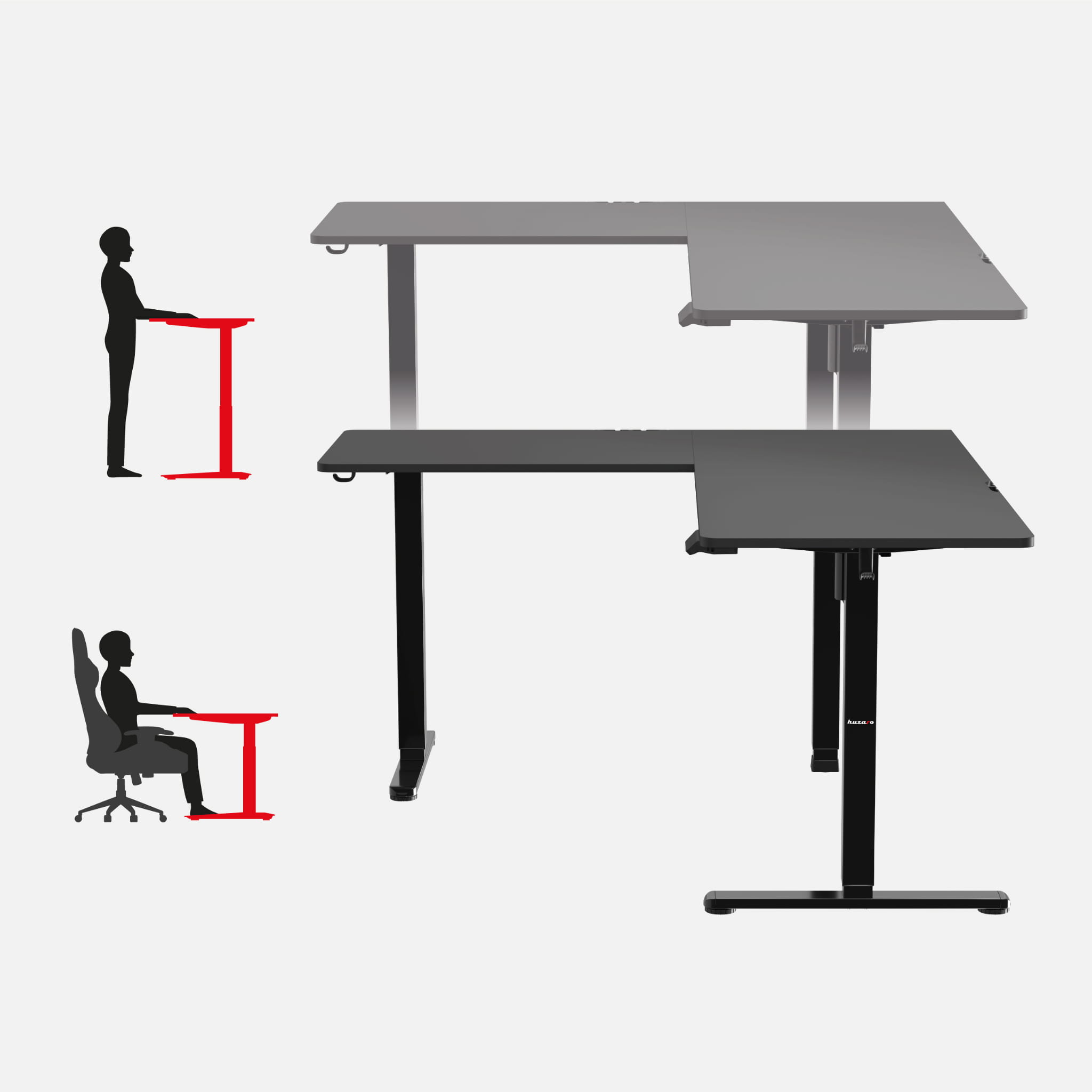 Huzaro Hero 9.5 elektrischer Eckschreibtisch schwarz