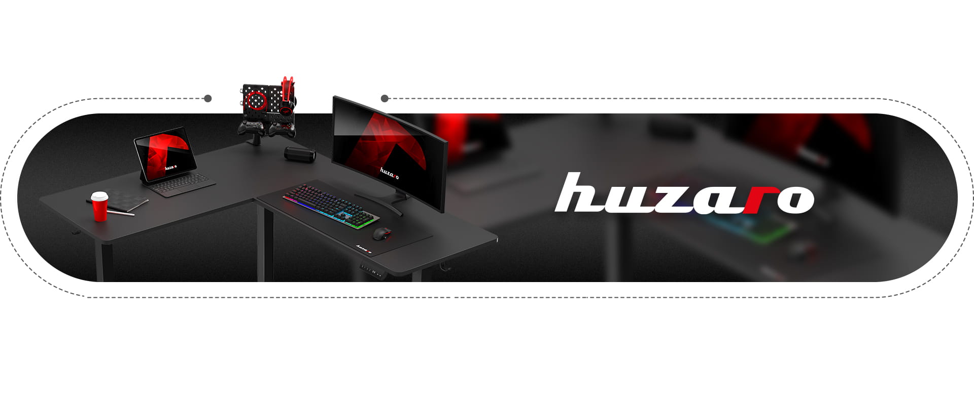 Huzaro Hero 9.5 elektrischer Eckschreibtisch schwarz