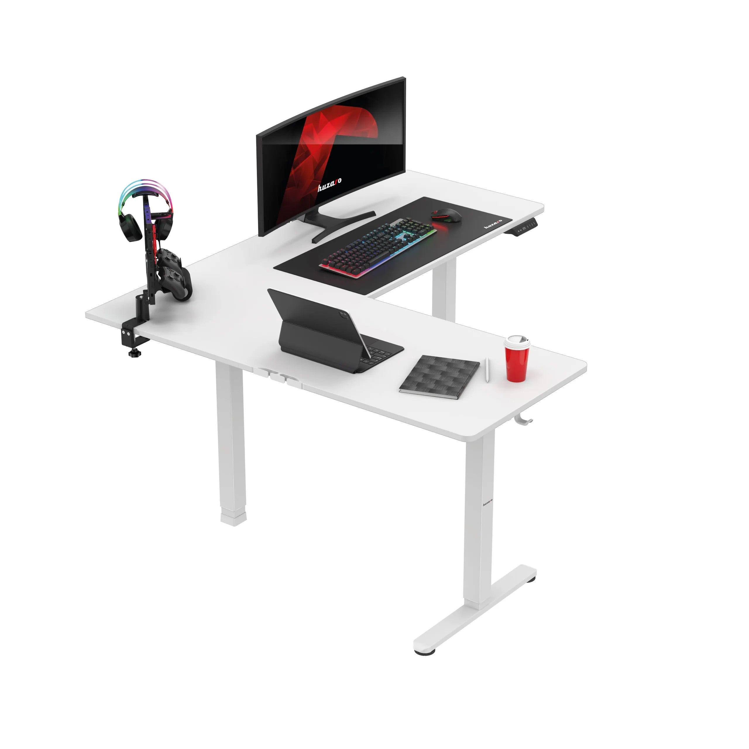 Huzaro Hero 9.5 elektrischer Eckschreibtisch schwarz