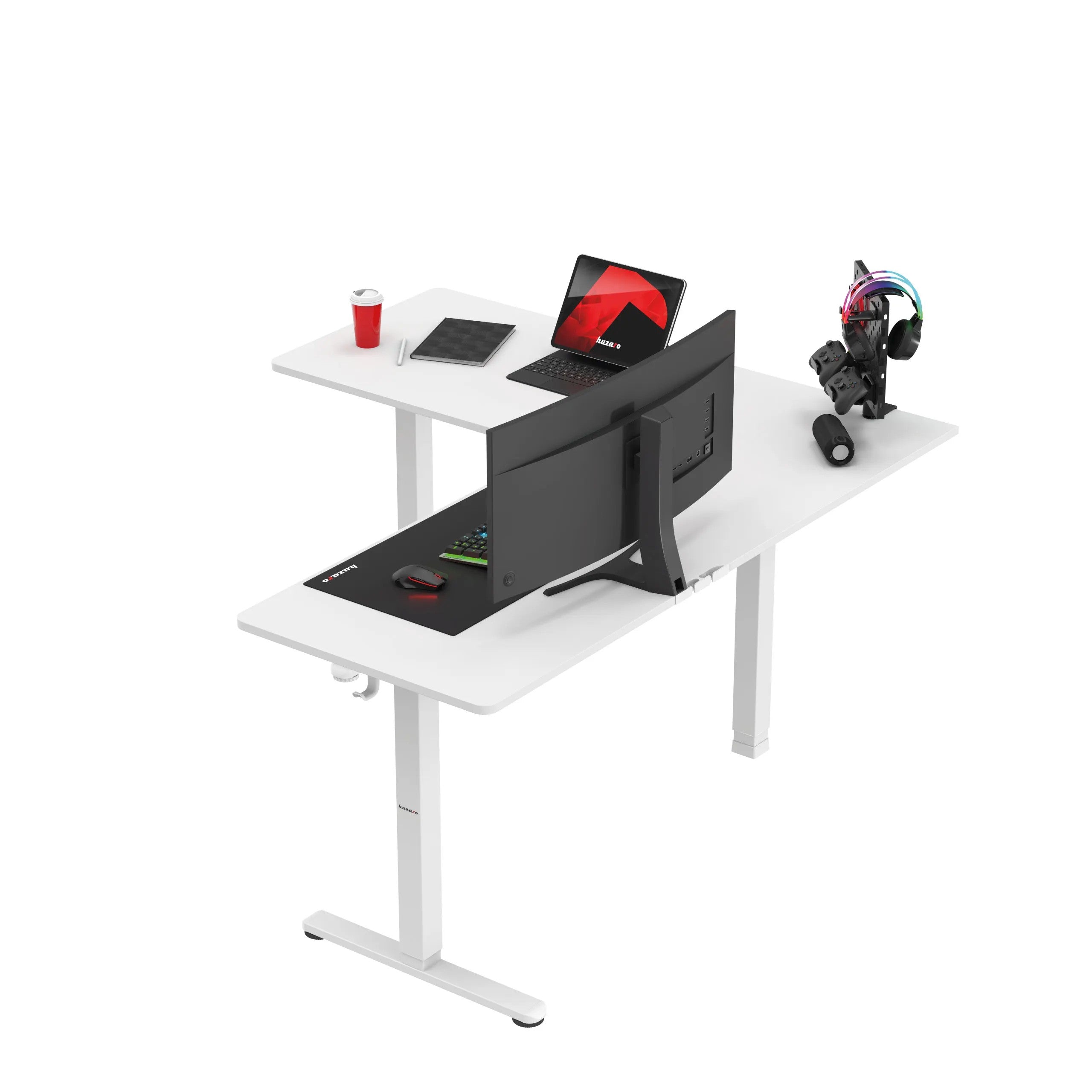 Huzaro Hero 9.5 elektrischer Eckschreibtisch schwarz