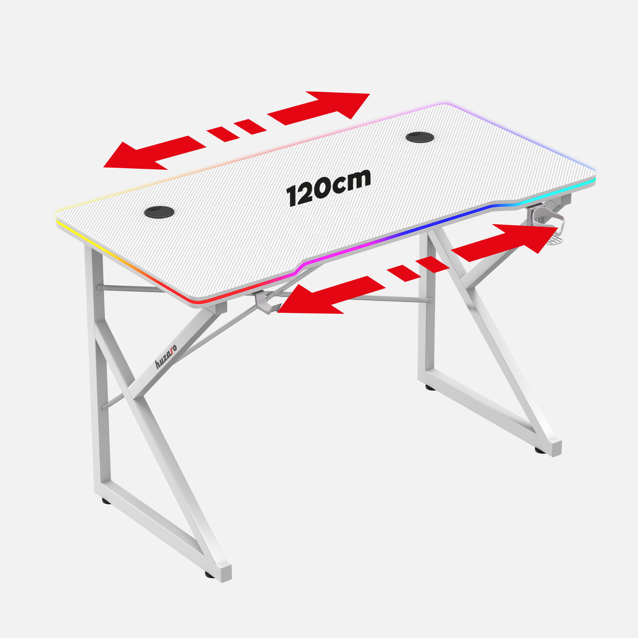 Huzaro Hero 1.7 RGB LED Weißer Gaming-Tisch