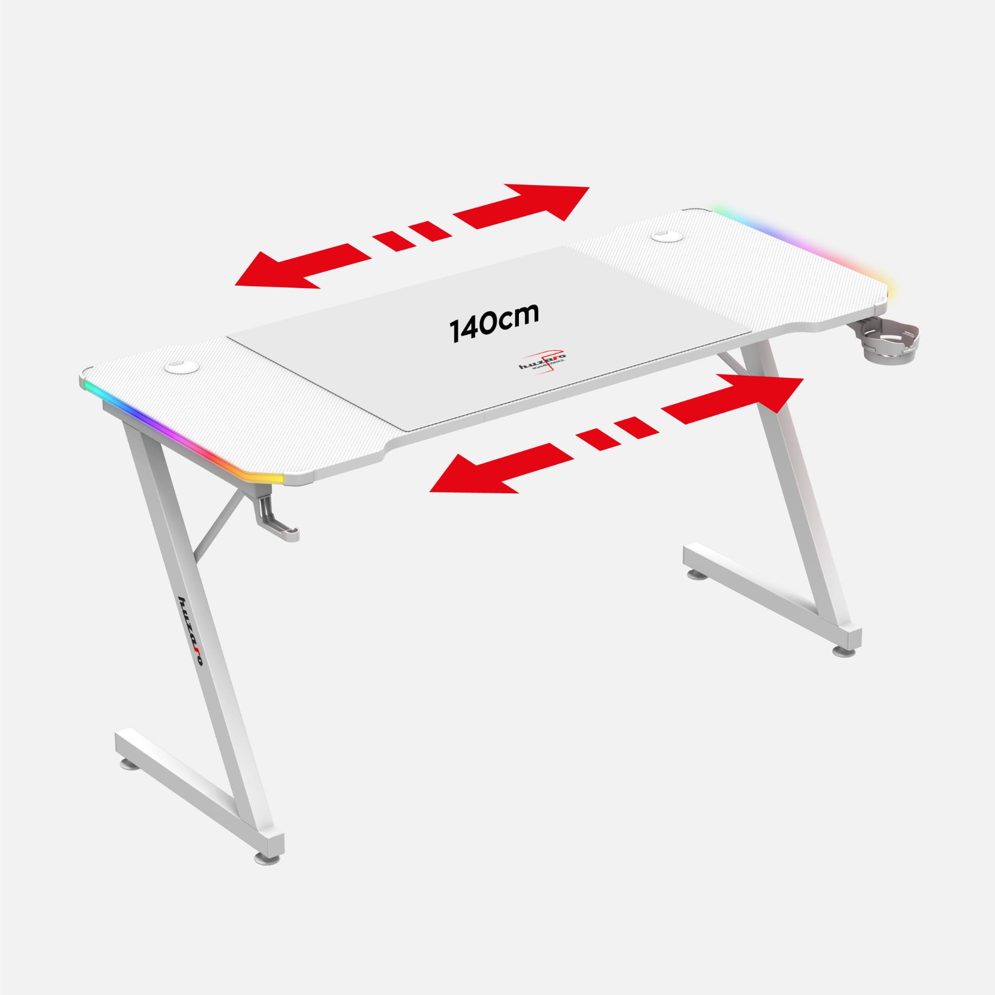 Huzaro Hero 3.3 Weiß RGB LED Gaming-Tisch