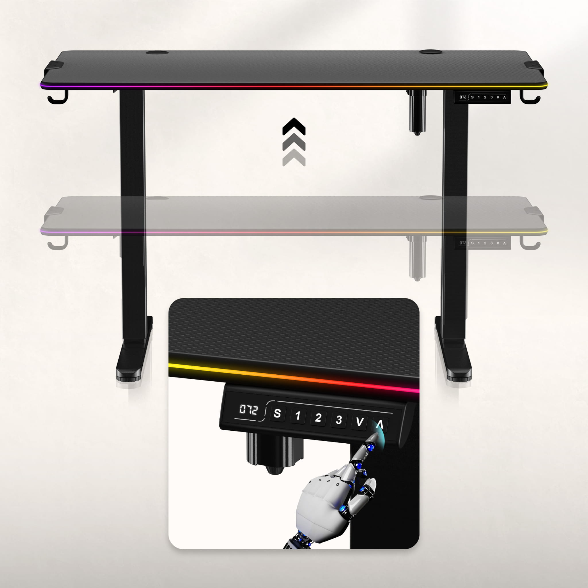 Huzaro Hero 8.2 RGB LED Elektroschreibtisch Schwarz