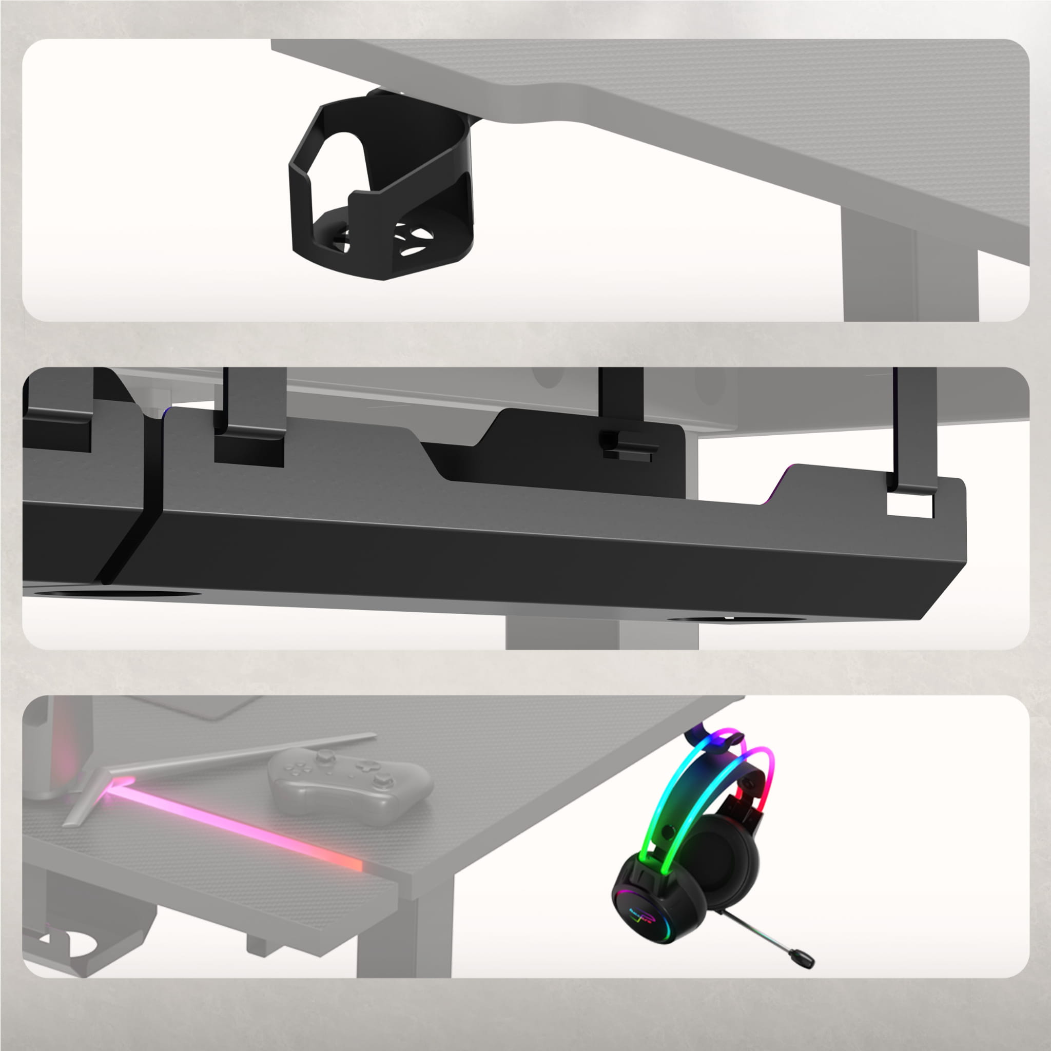 Huzaro Hero 8.7 RGB LED Schwarz elektrischer Schreibtisch