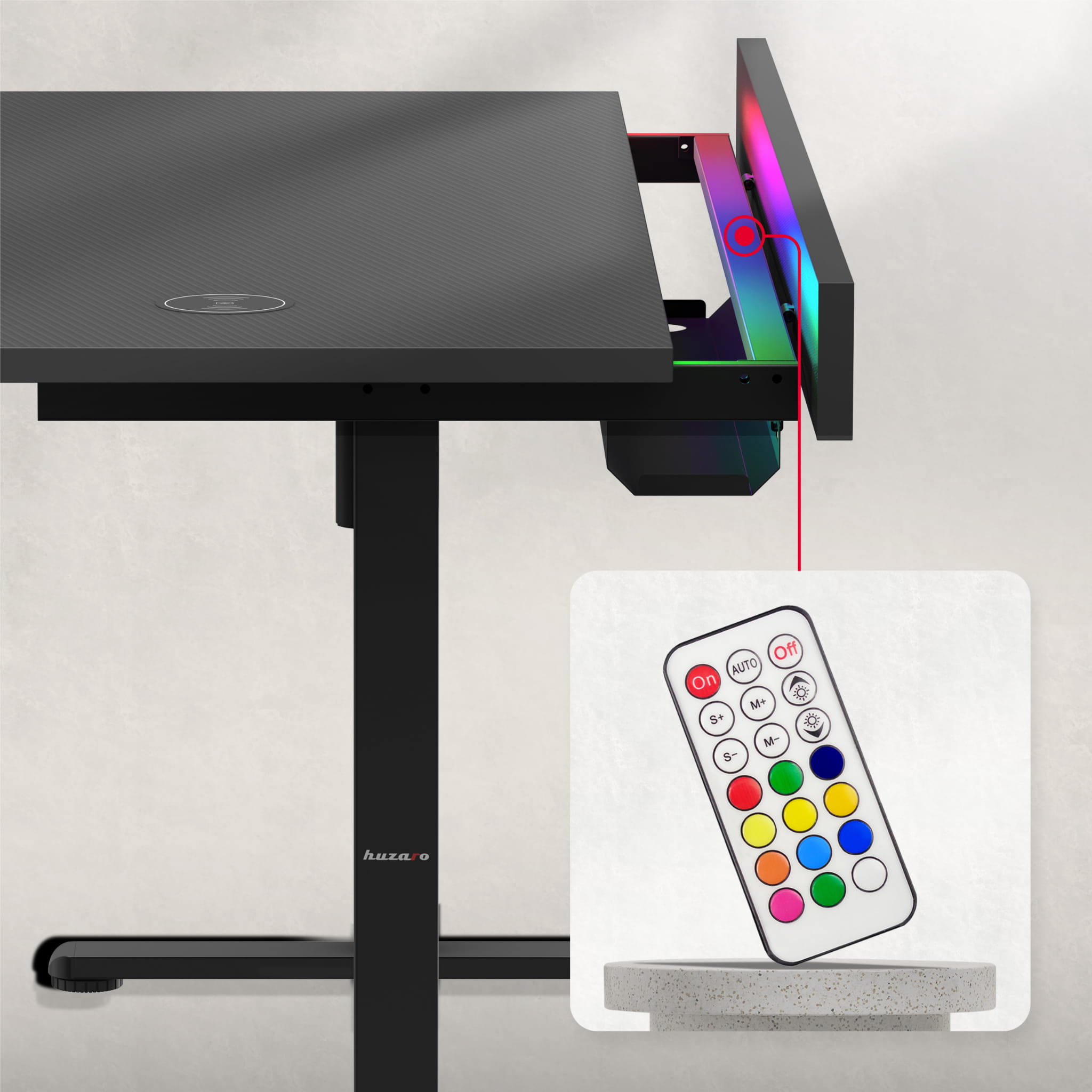 Huzaro Hero 8.7 RGB LED Schwarz elektrischer Schreibtisch