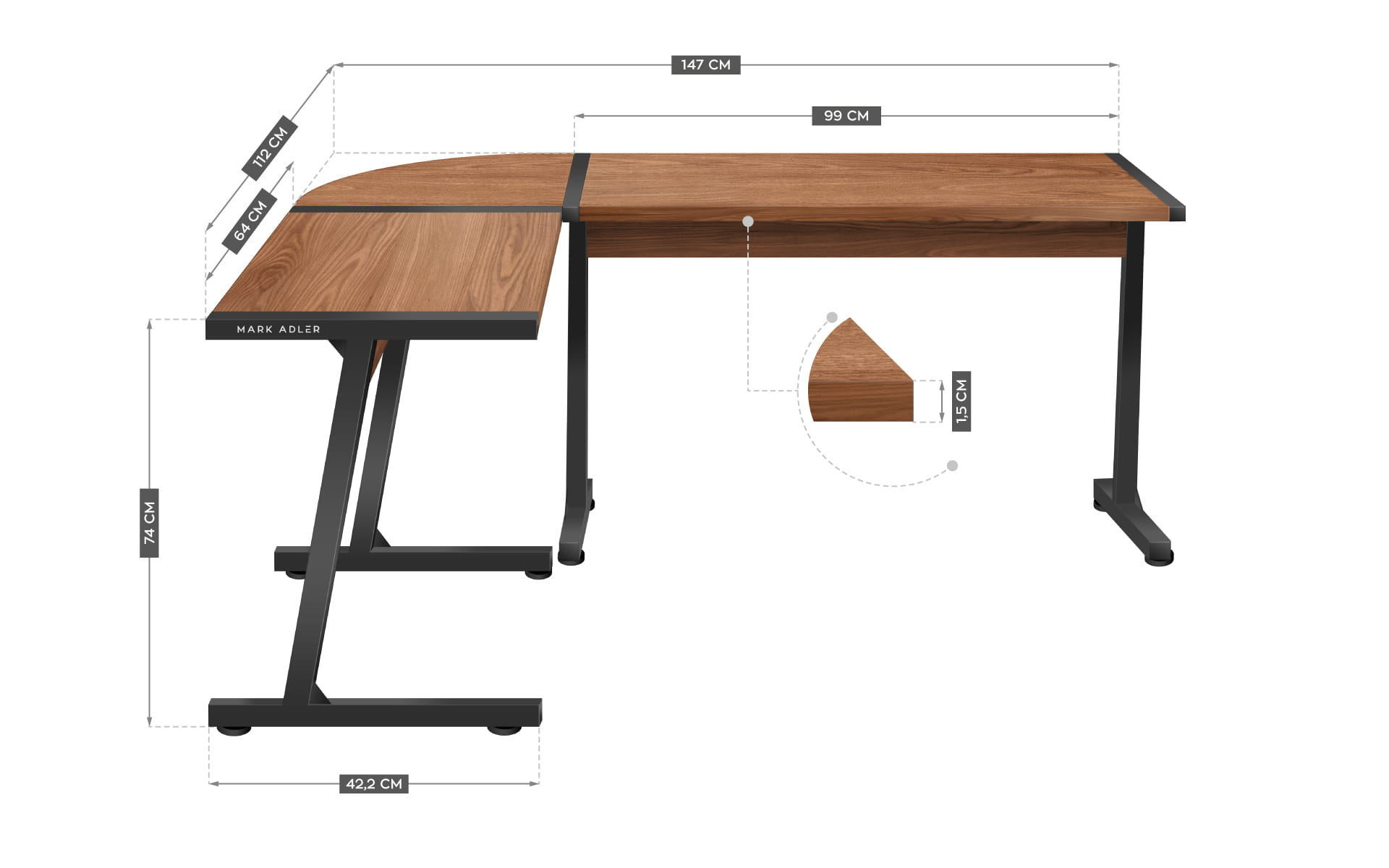Mark Adler Leader 5.5 WN Eckschreibtisch