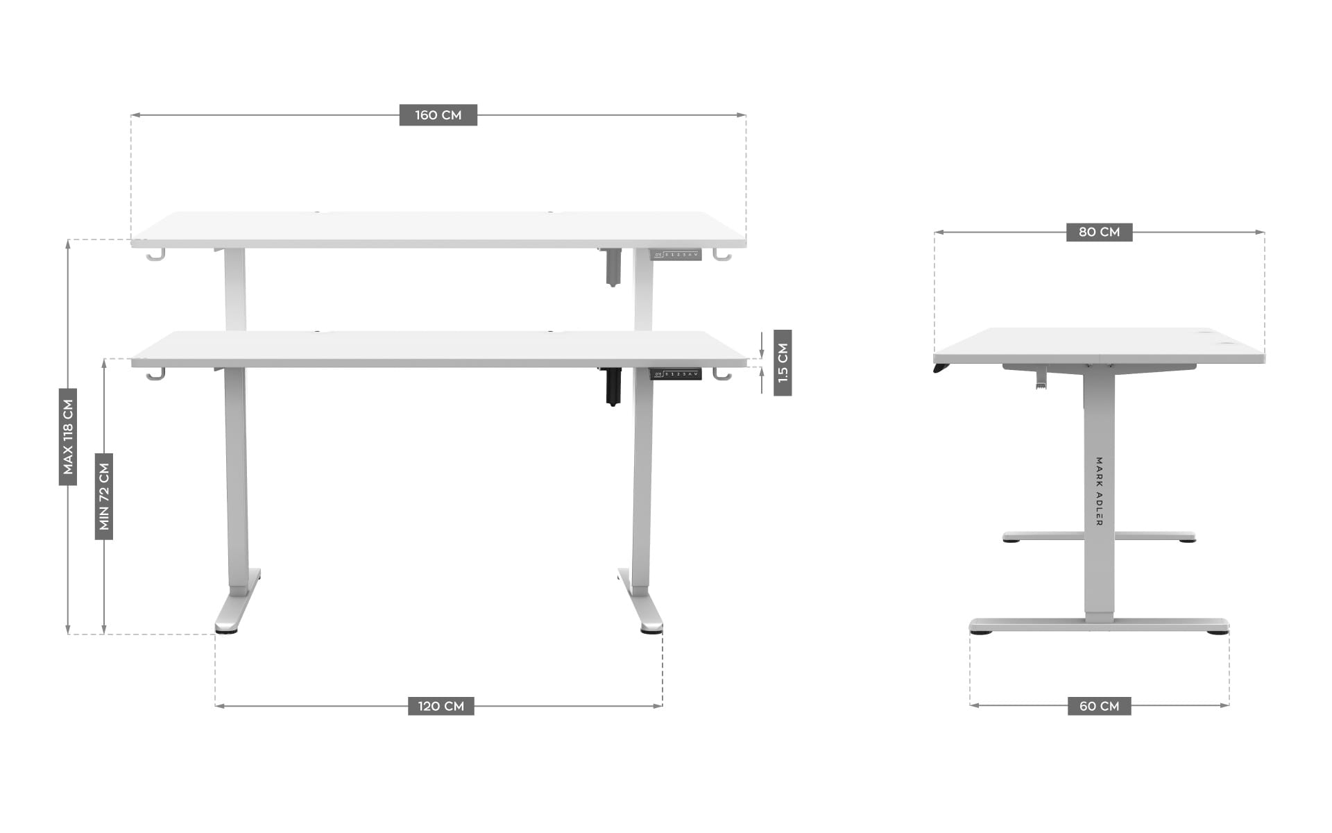 Mark Adler Leader 7.6 Elektrischer Schreibtisch Weiß