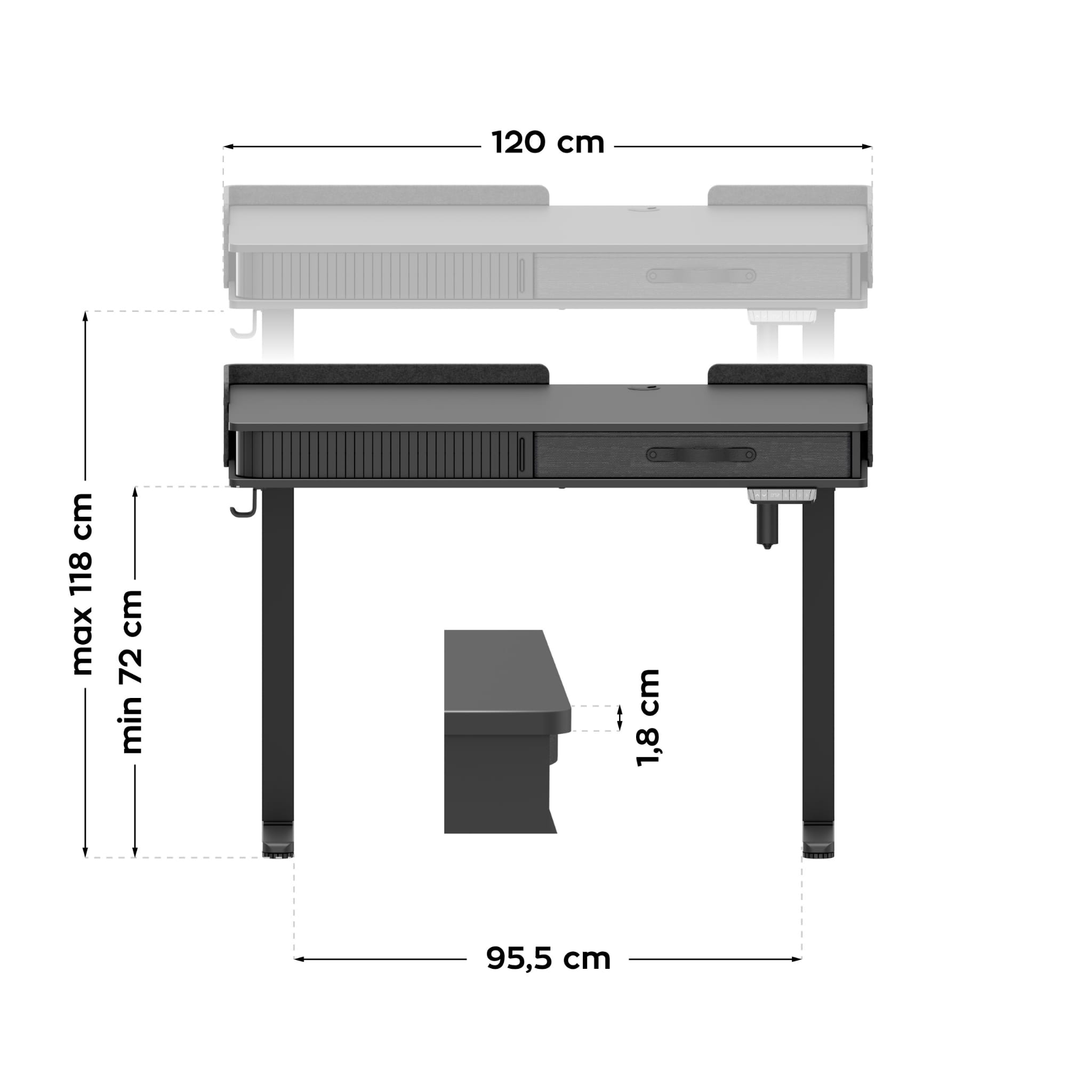Mark Adler Leader 8.0 Schwarz elektrischer Schreibtisch