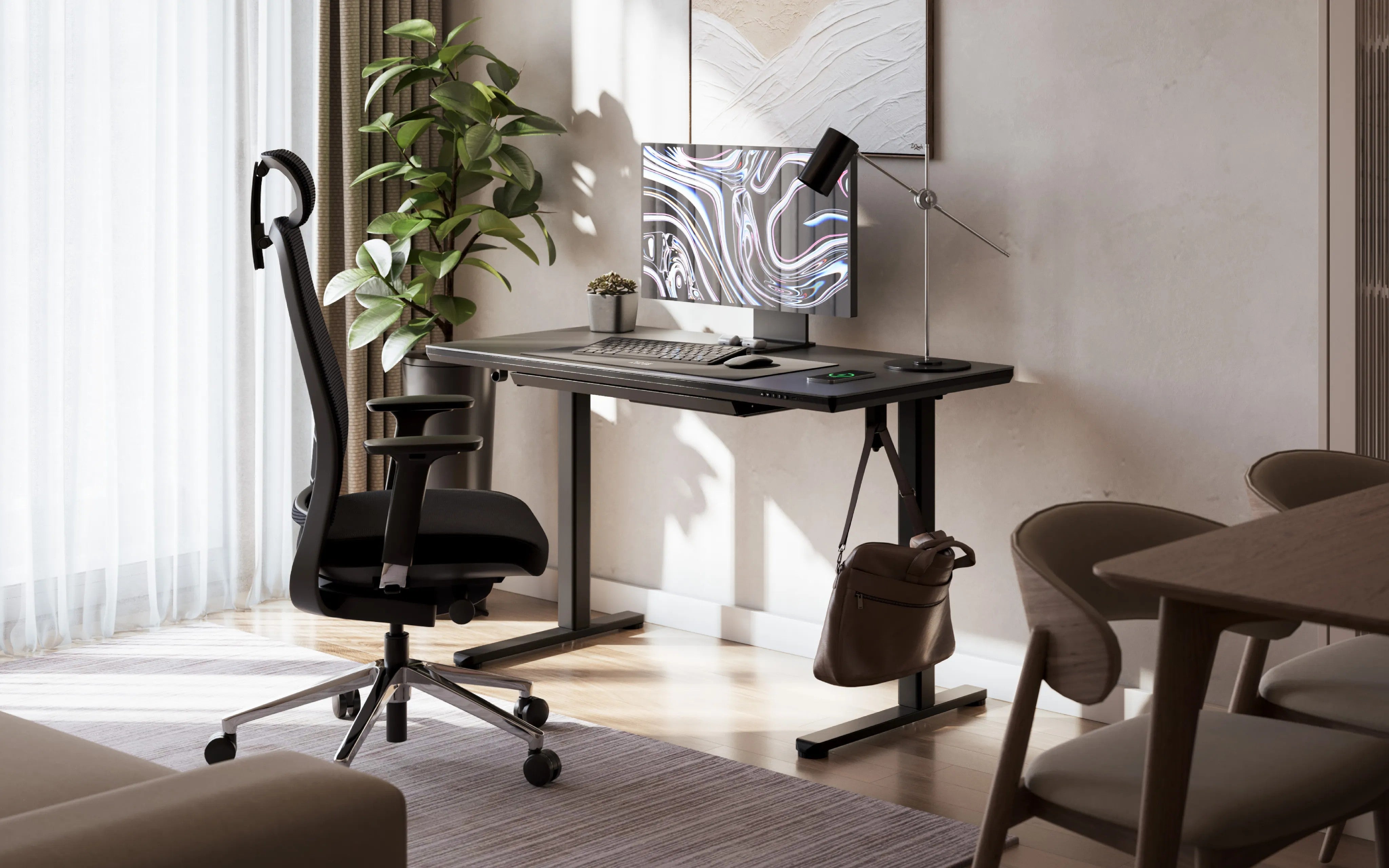 Markadler Leader 8.5 Schwarz Höhenverstellbarer Schreibtisch mit Glasplatte