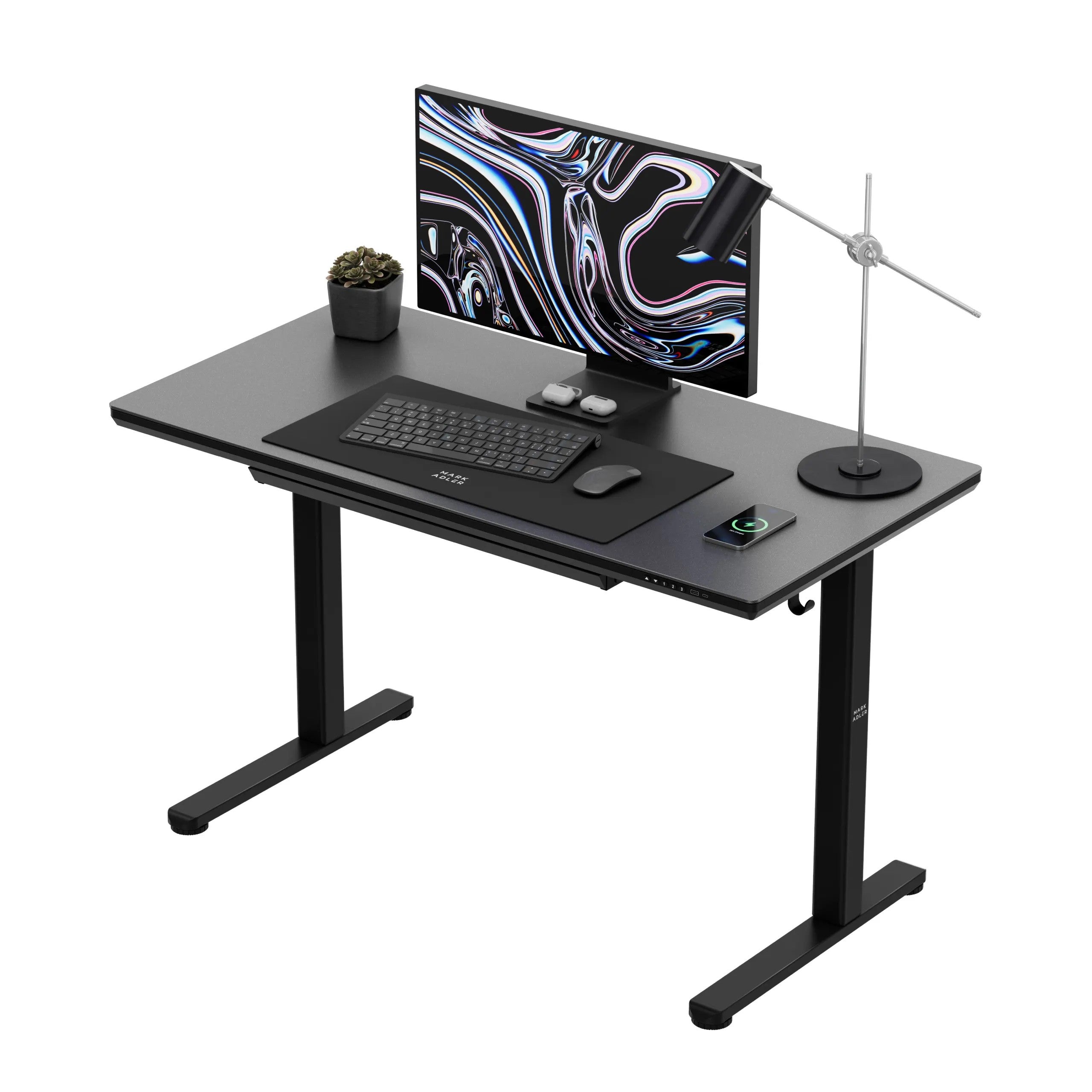 Markadler Leader 8.5 Schwarz Höhenverstellbarer Schreibtisch mit Glasplatte