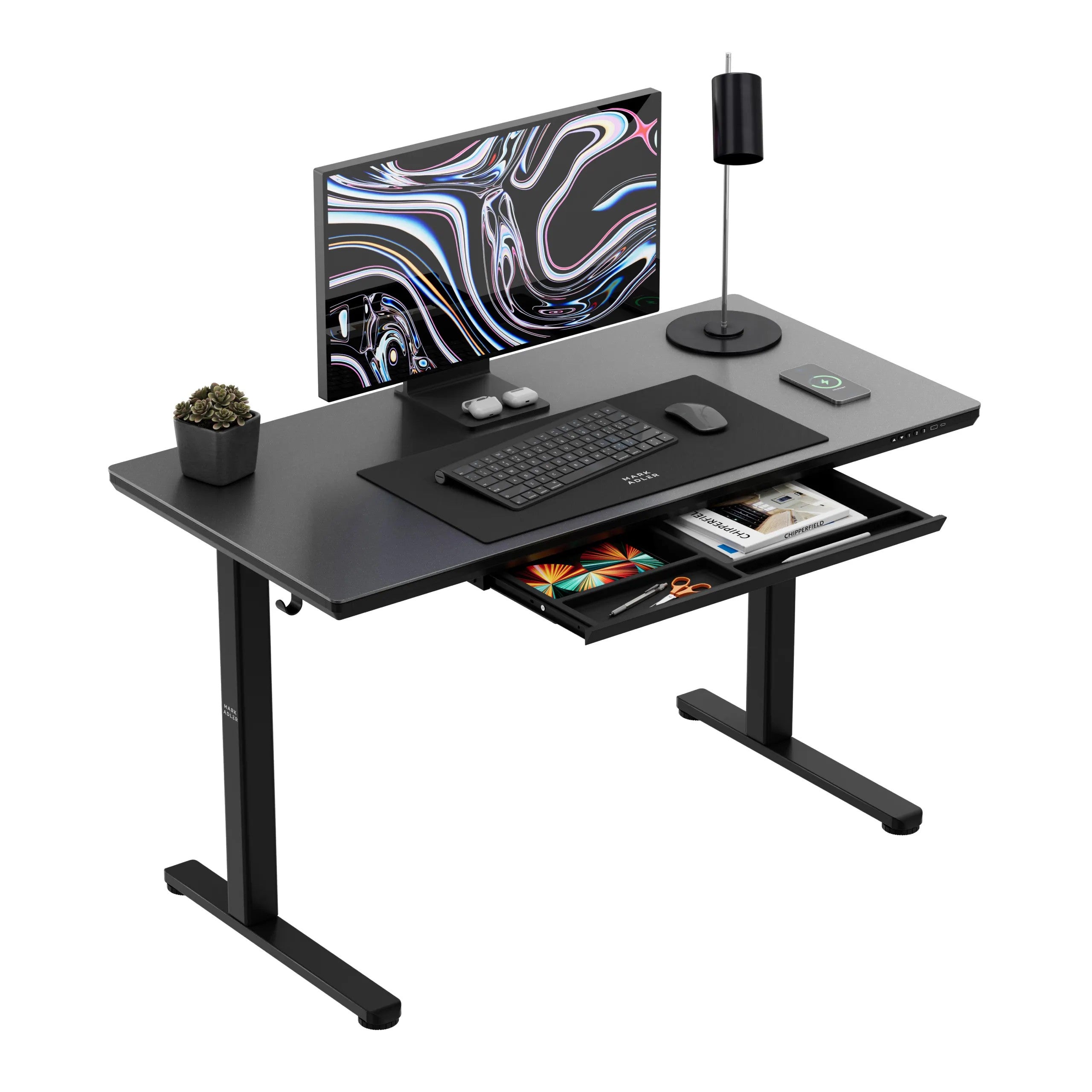 Markadler Leader 8.5 Schwarz Höhenverstellbarer Schreibtisch mit Glasplatte