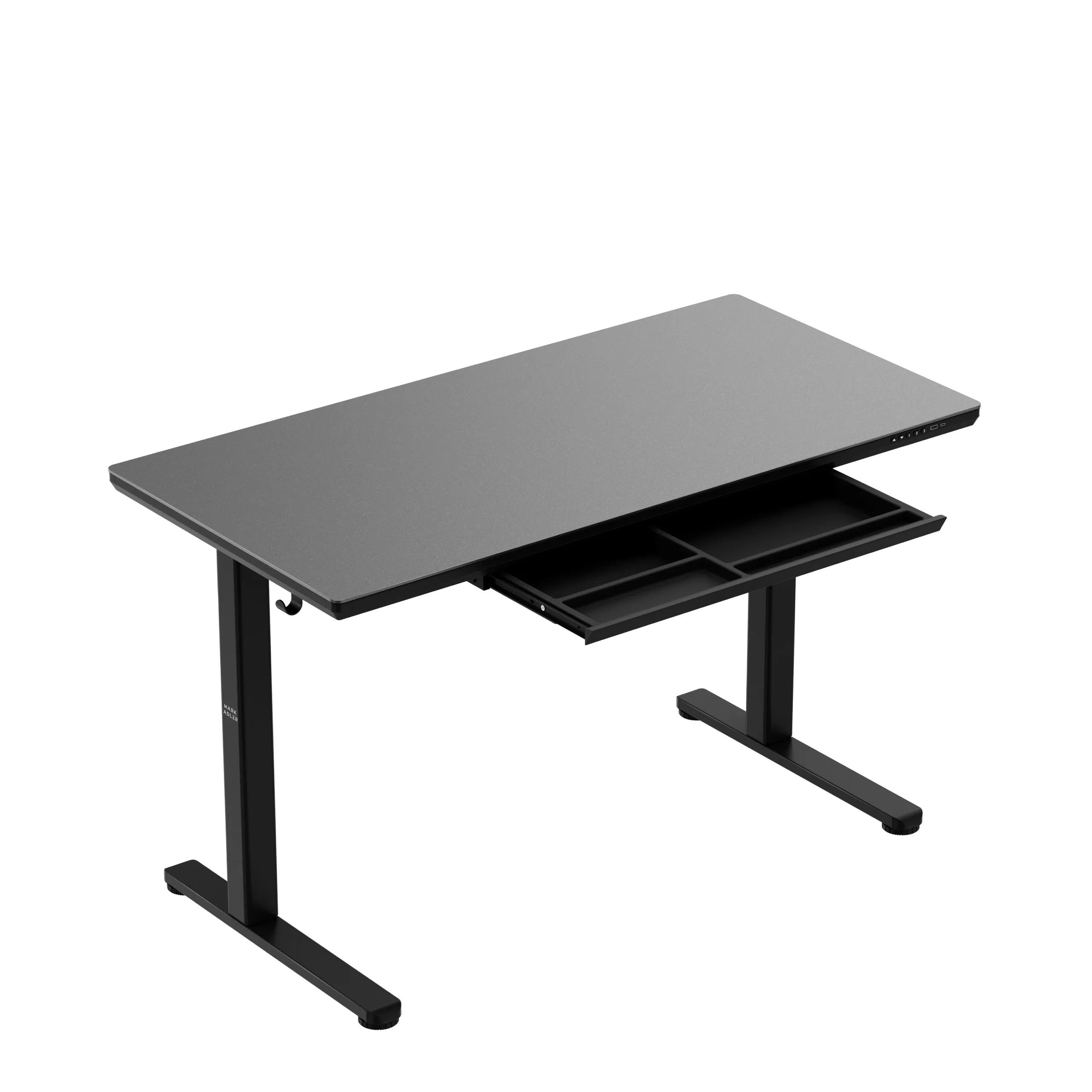 Markadler Leader 8.5 Schwarz Höhenverstellbarer Schreibtisch mit Glasplatte