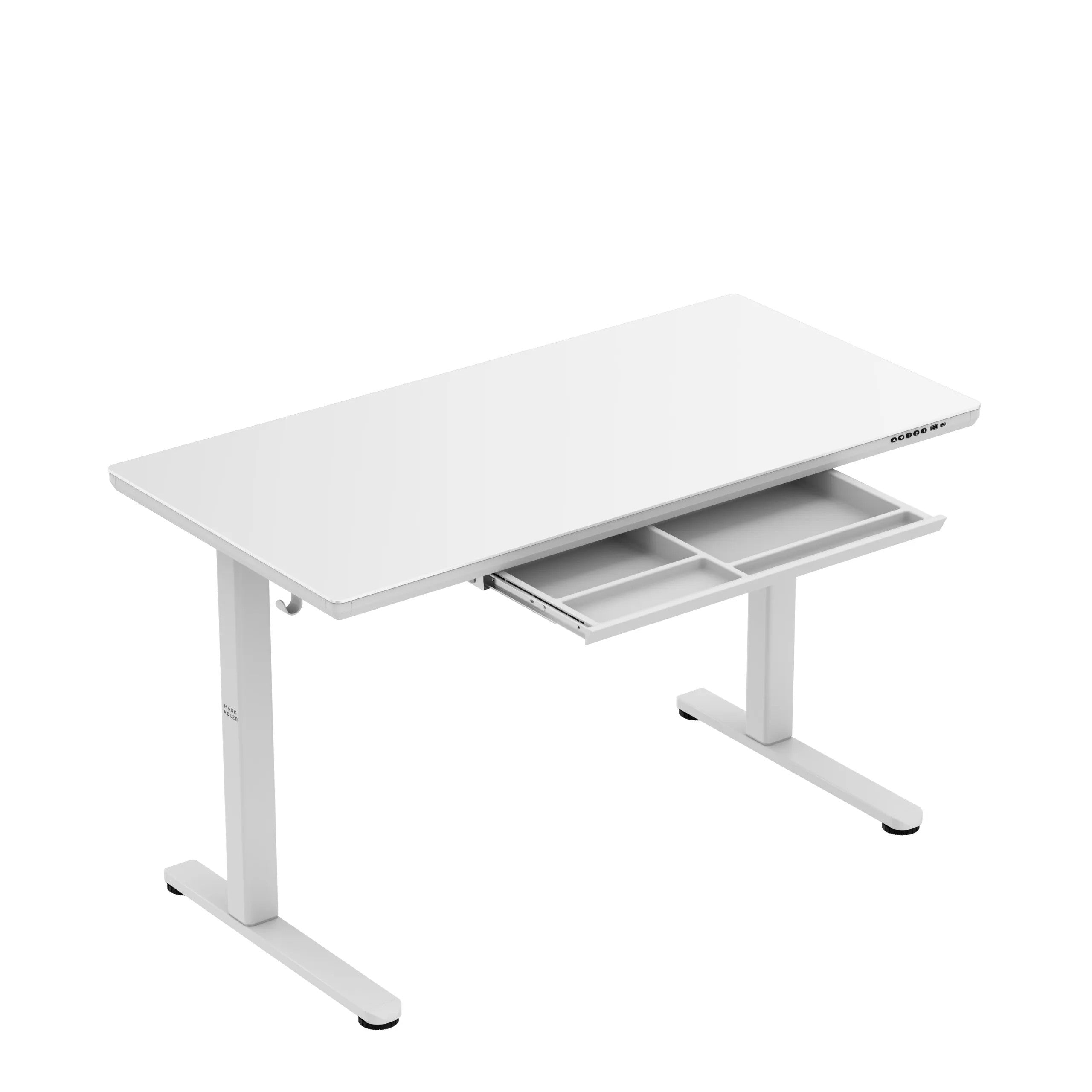 Markadler Leader 8.5 Weiß Höhenverstellbarer Schreibtisch mit Glasplatte