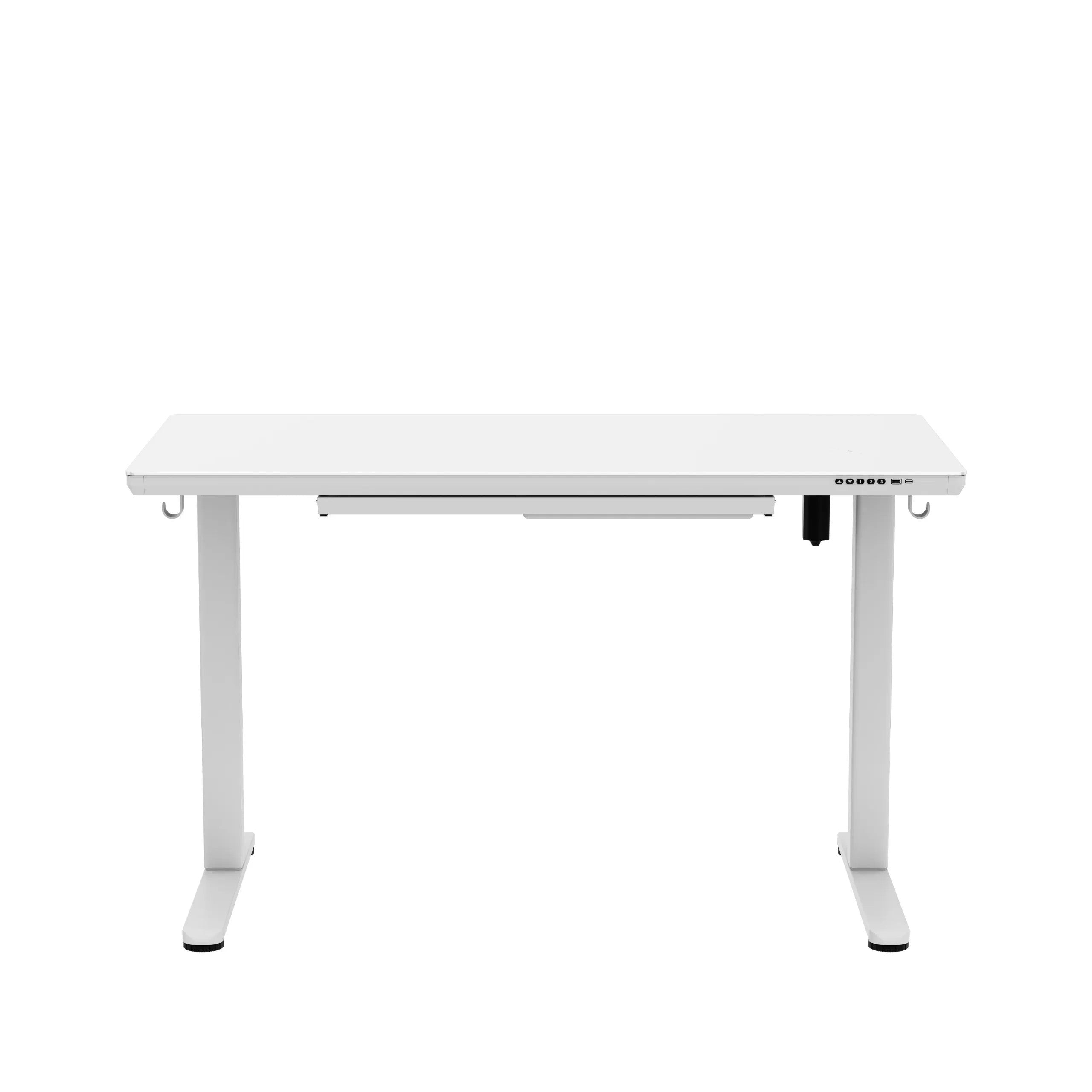 Markadler Leader 8.5 Weiß Höhenverstellbarer Schreibtisch mit Glasplatte