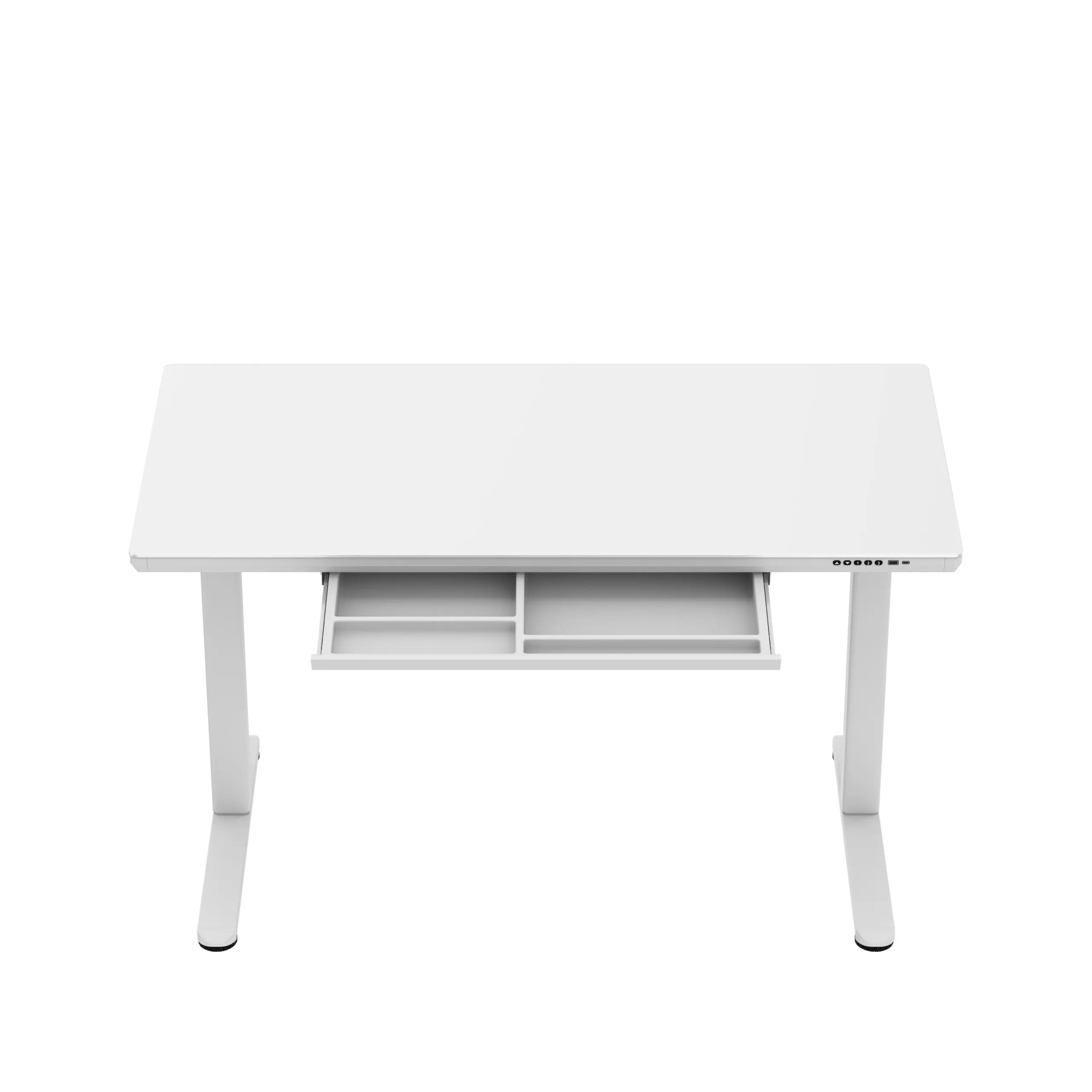 Markadler Leader 8.5 Weiß Höhenverstellbarer Schreibtisch mit Glasplatte