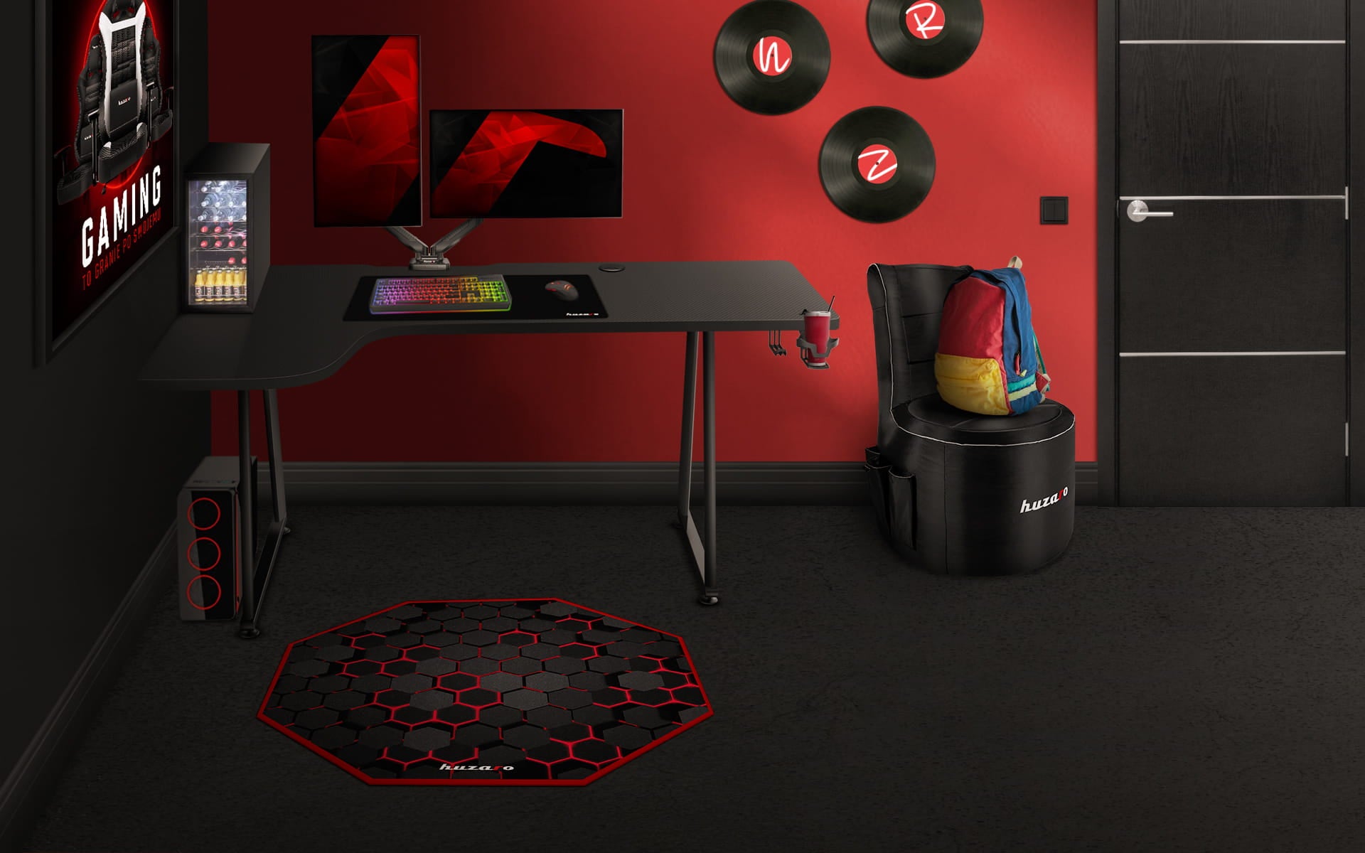 Huzaro Hero 7.7 Eck-Gaming-Schreibtisch schwarz